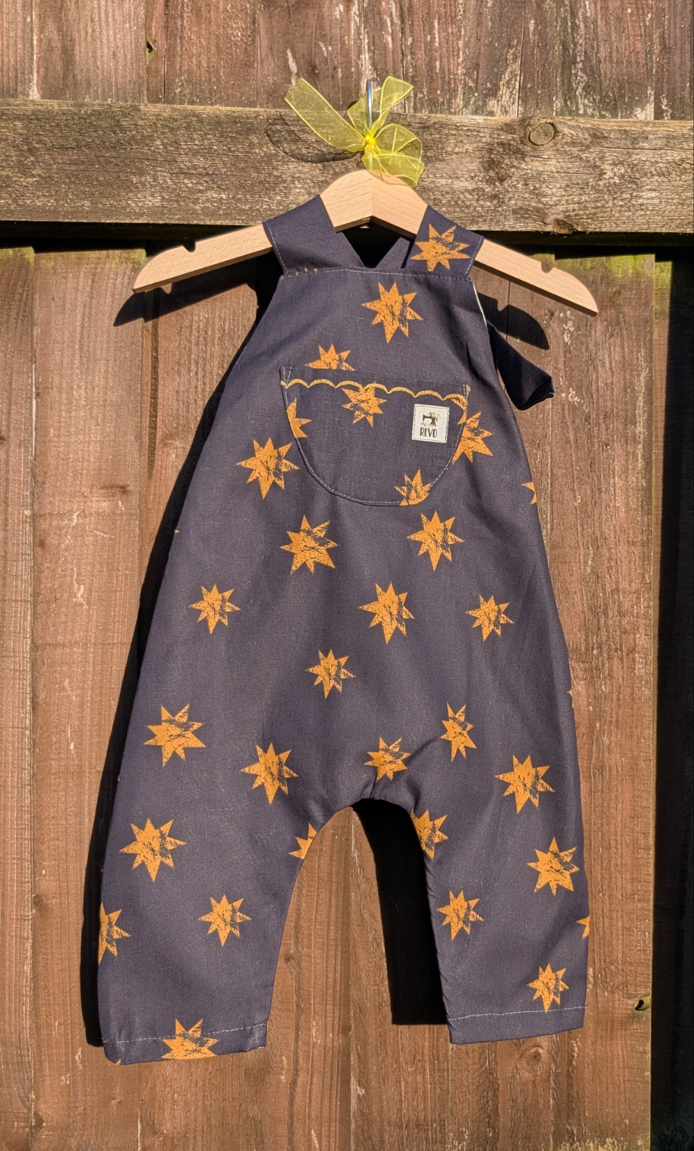 Baby Dungarees 6-9m-gold stars romper-celestial baby suit-reworked kids clothes.