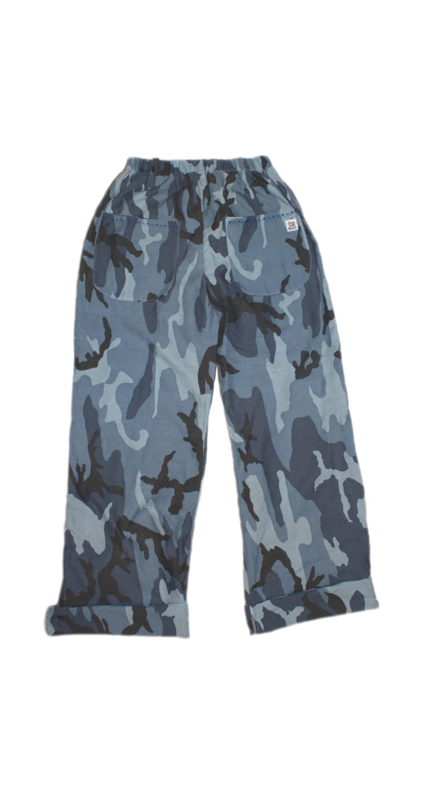 Trousers size 12, stretch waist blue camouflage RelovedDesignsbyDawn