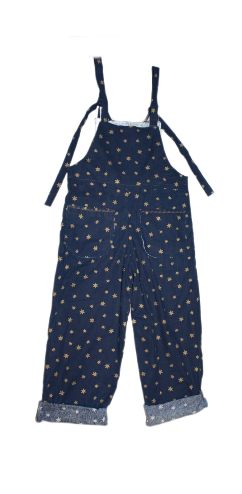 Dungarees size adult 6-8. Blue and gold stars RelovedDesignsbyDawn