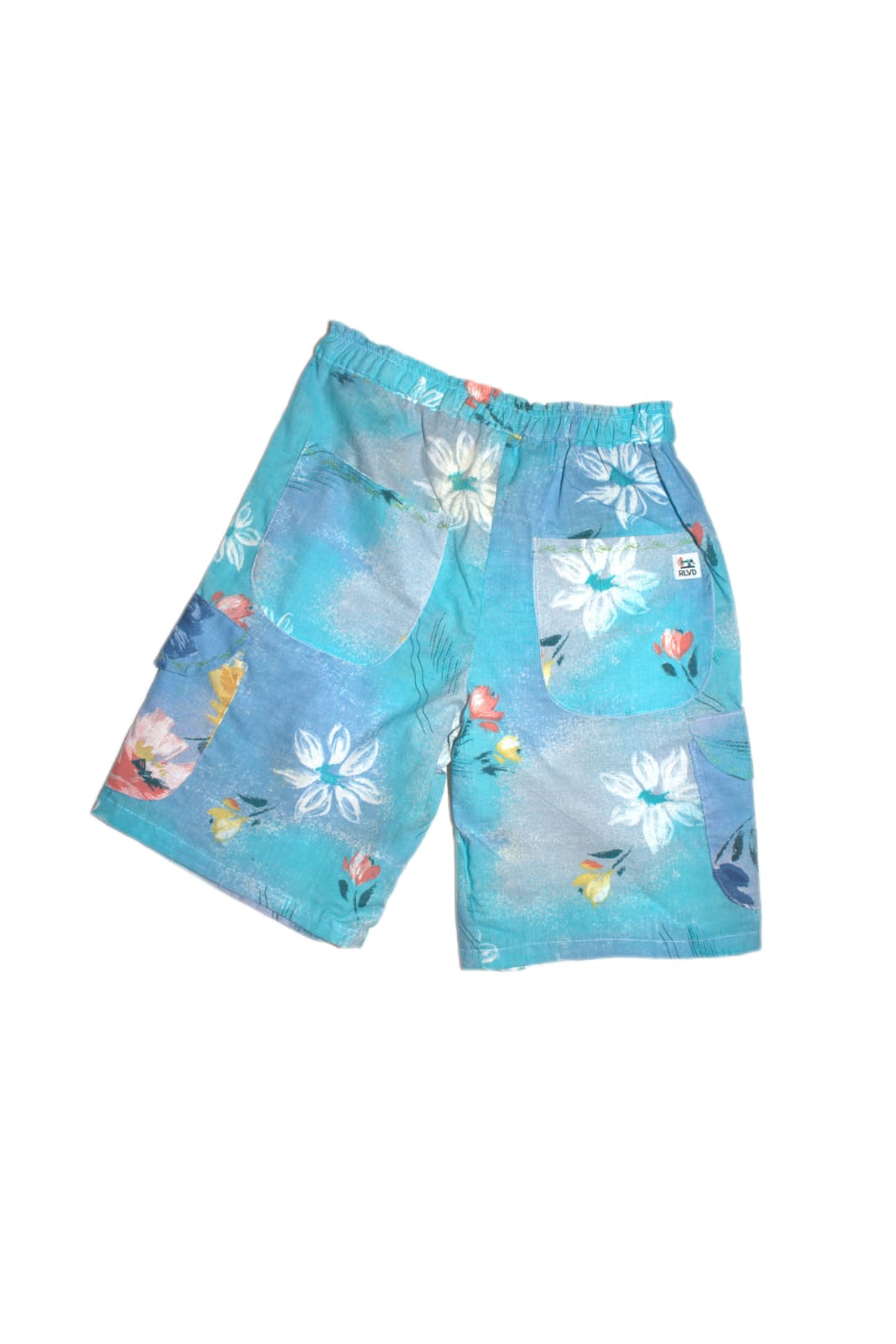 Shorts size 14, blue floral - RelovedDesignsbyDawn