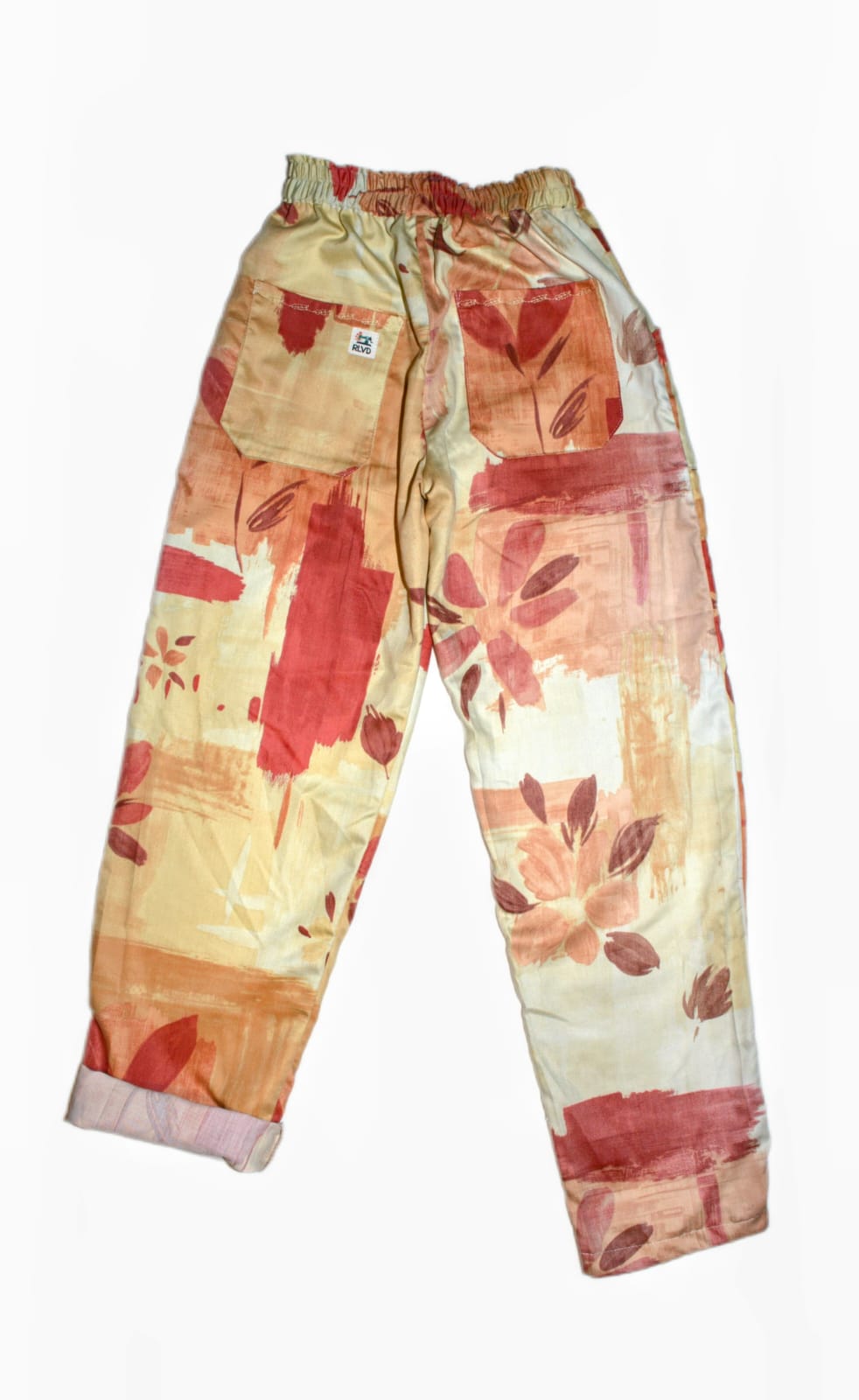 Trousers size 10, orange abstract RelovedDesignsbyDawn