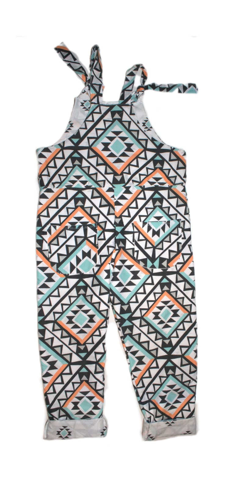Dungarees size 14 , geometric multi color RelovedDesignsbyDawn