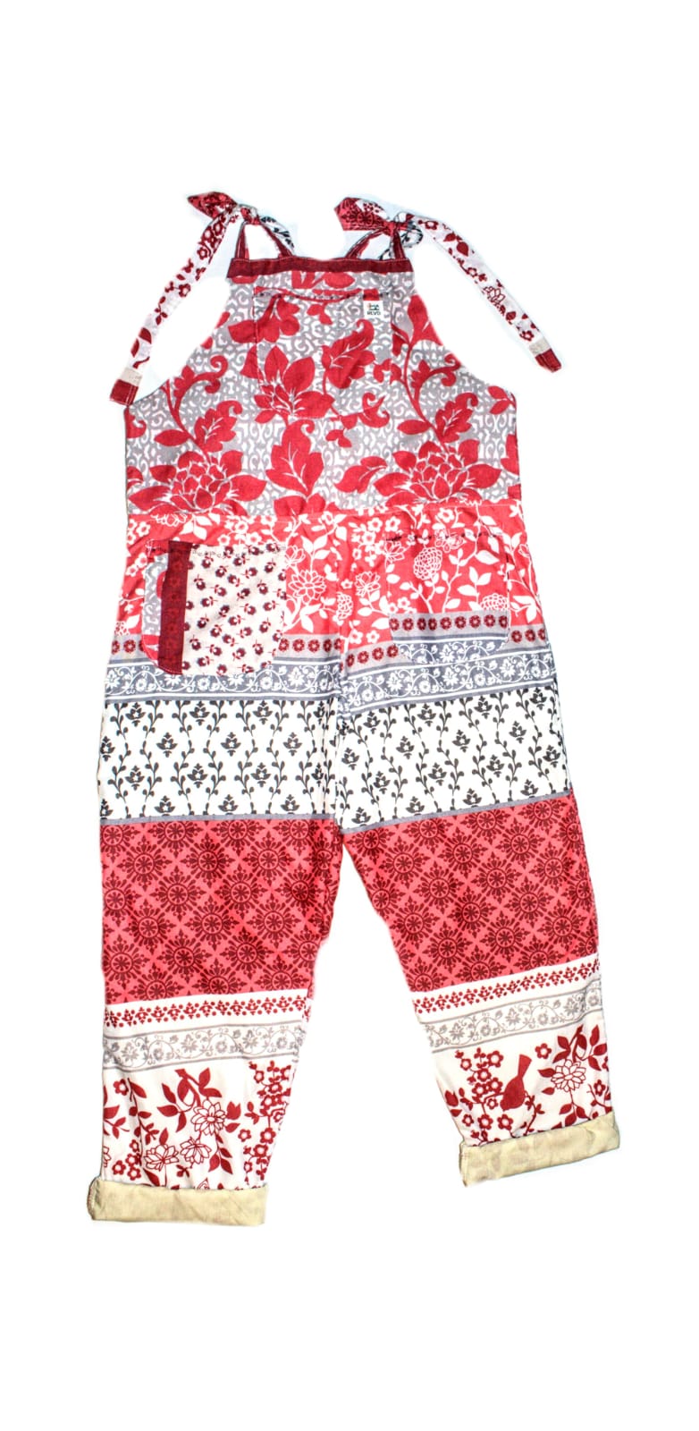 Dungarees size 12, ethnic floral RelovedDesignsbyDawn