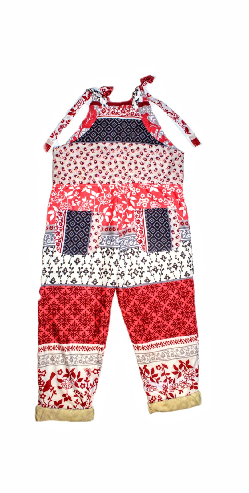 Dungarees size 12, ethnic floral RelovedDesignsbyDawn