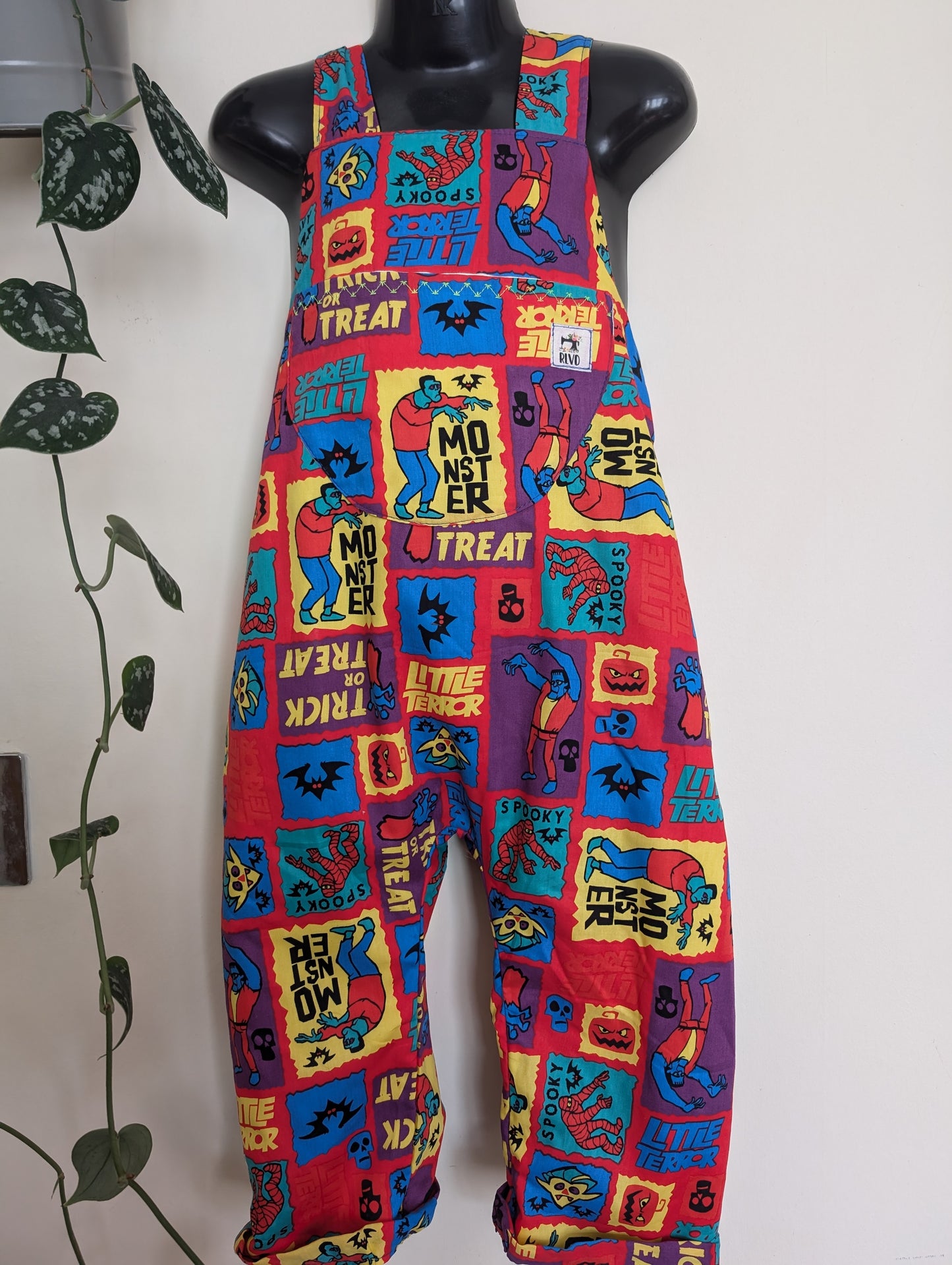 Child Dungarees, romper, age 3-4yrs Halloween monsters suit RelovedDesignsbyDawn