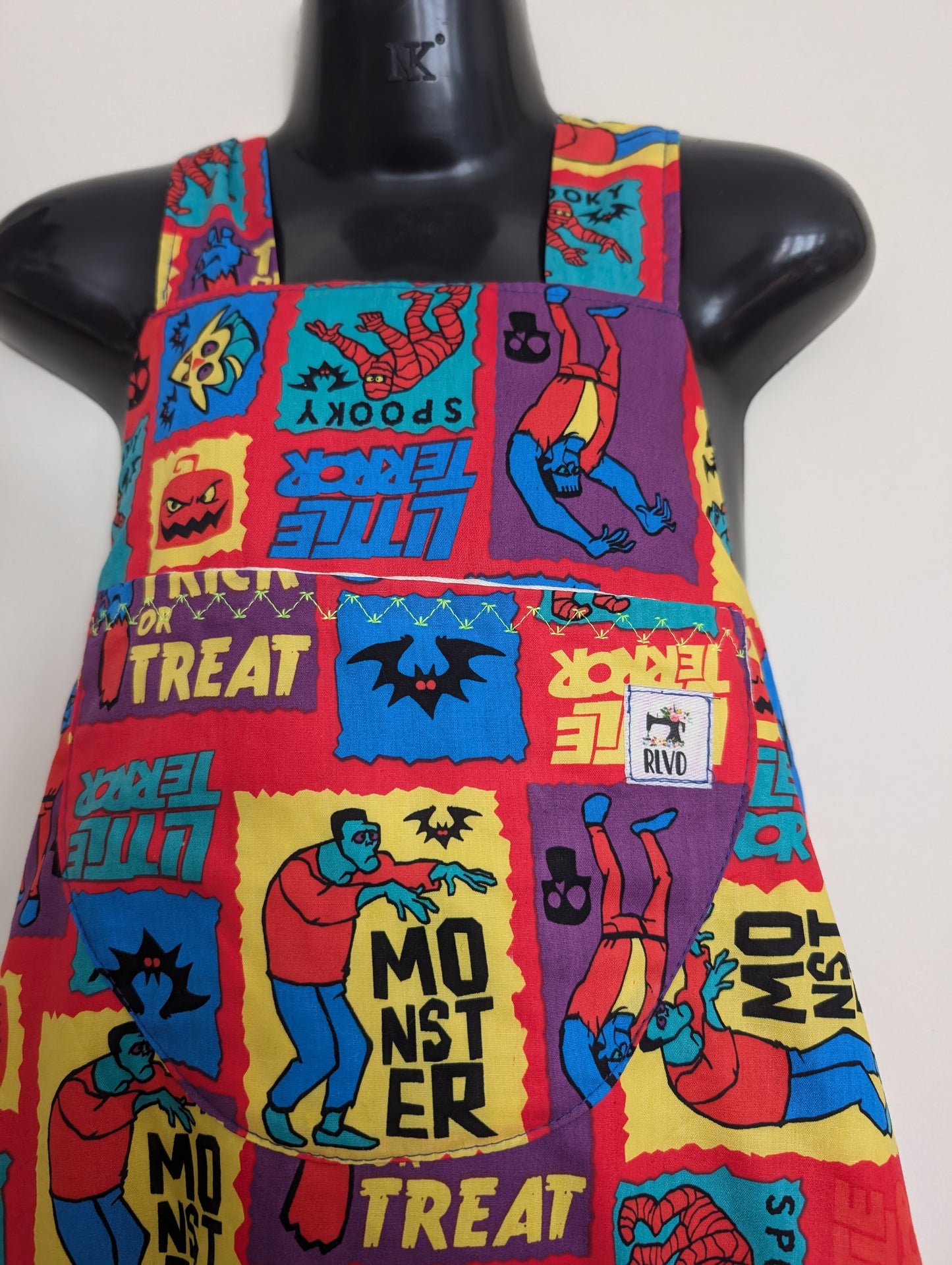 Child Dungarees, romper, age 3-4yrs Halloween monsters suit RelovedDesignsbyDawn