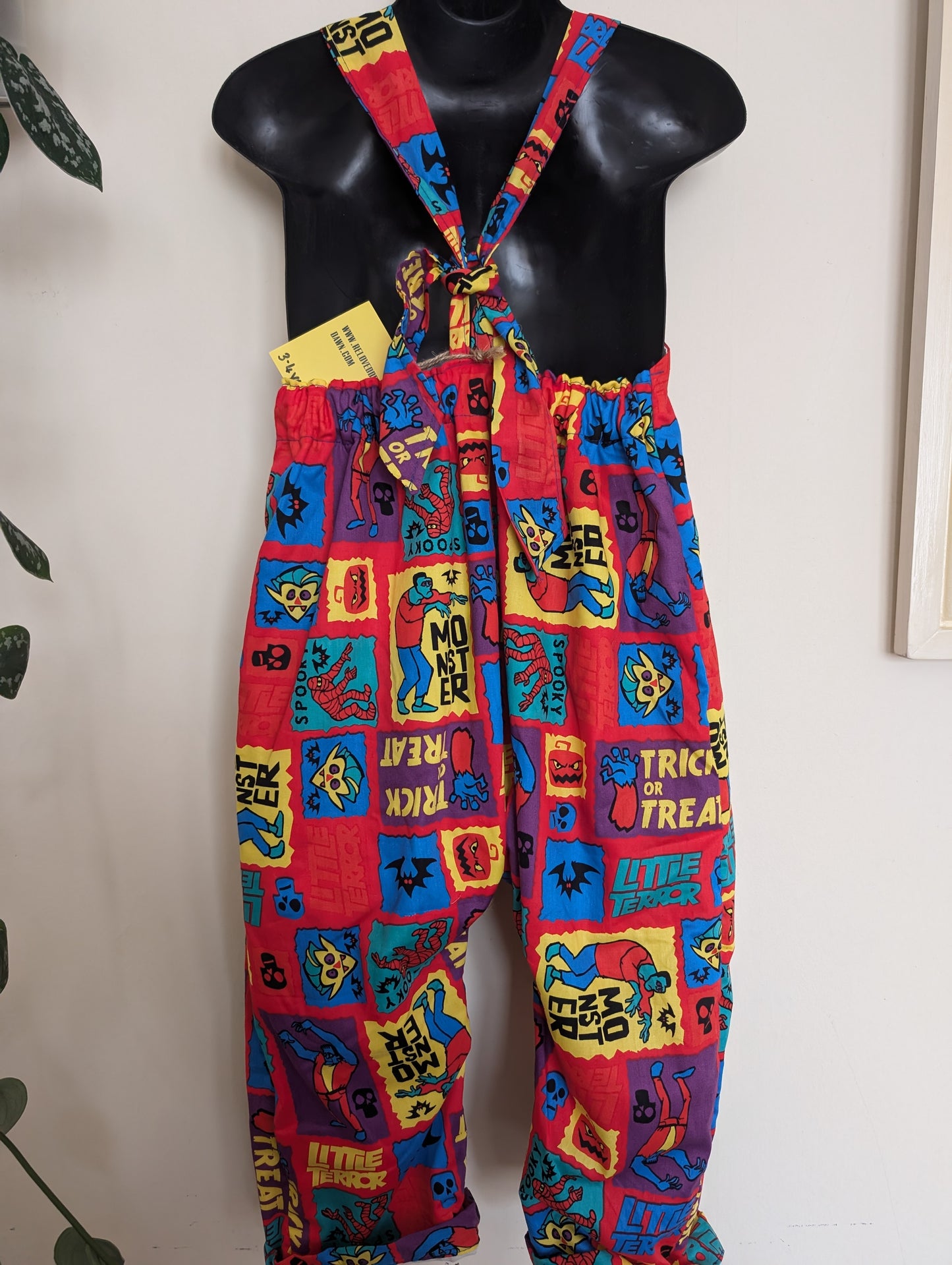 Child Dungarees, romper, age 3-4yrs Halloween monsters suit RelovedDesignsbyDawn