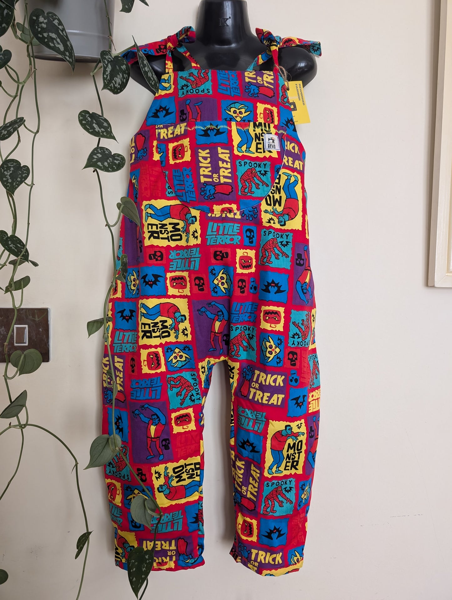 Child Dungarees, romper, age 4-5yrs Halloween monsters suit RelovedDesignsbyDawn