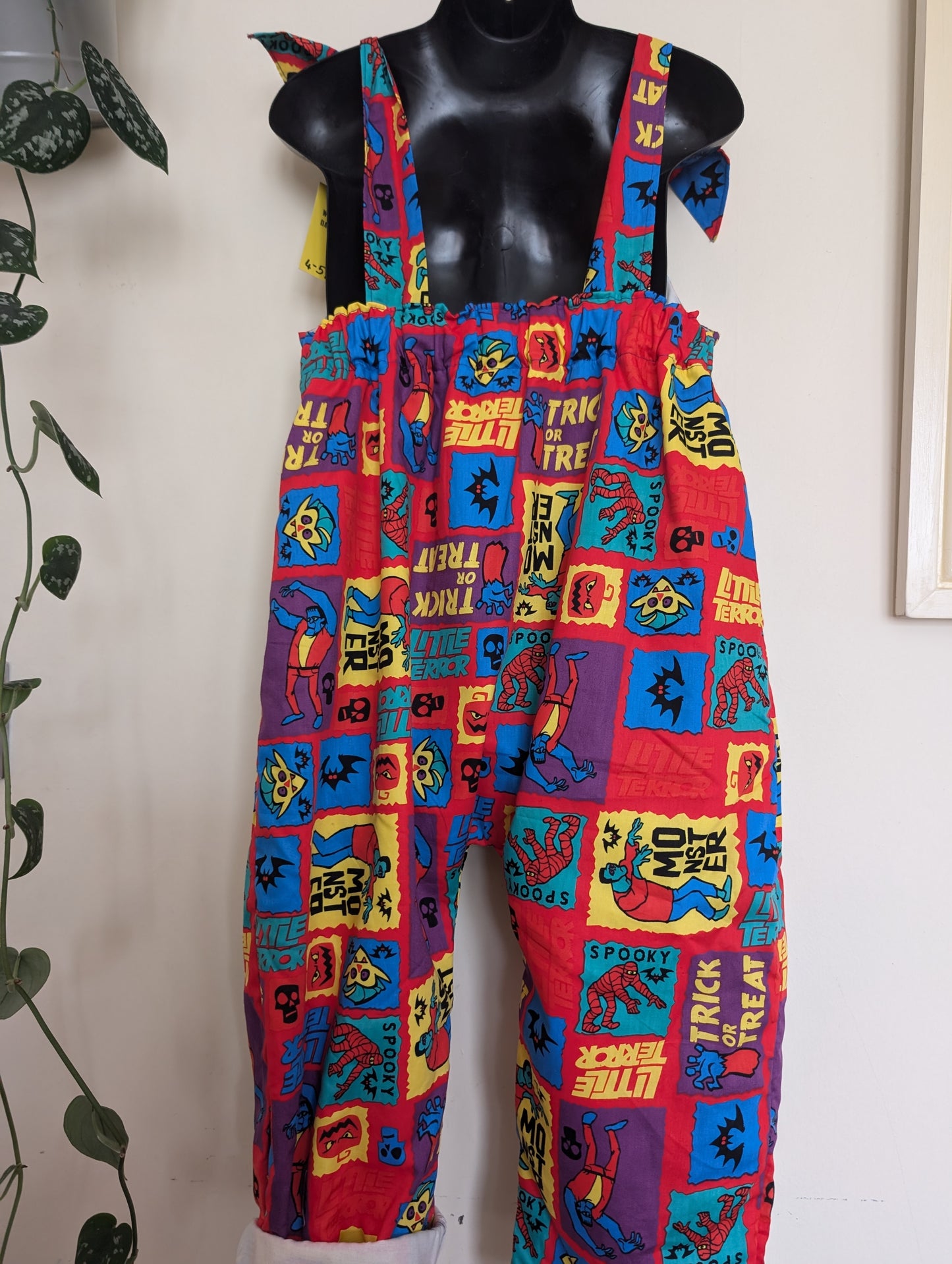 Child Dungarees, romper, age 4-5yrs Halloween monsters suit RelovedDesignsbyDawn