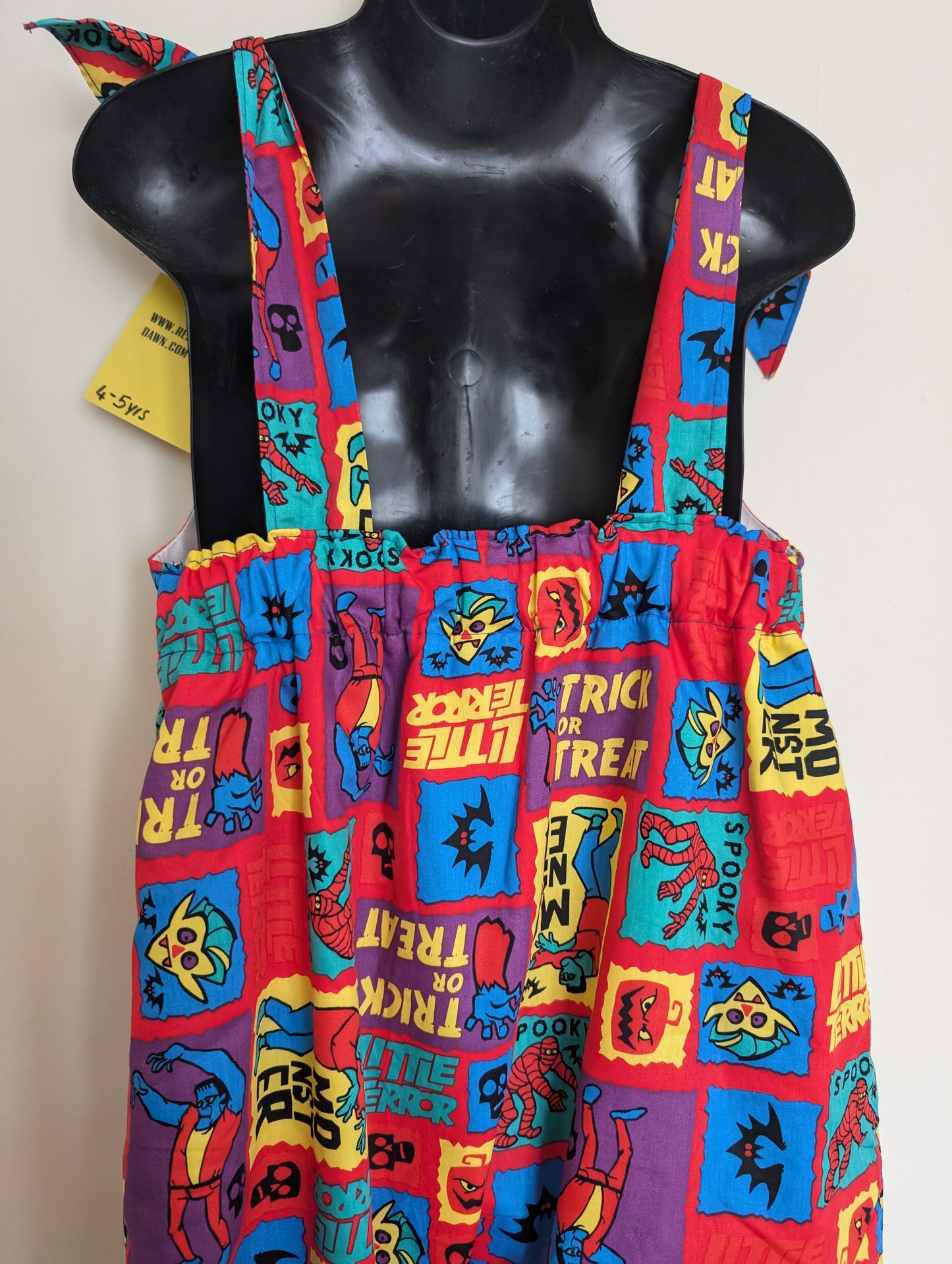 Child Dungarees, romper, age 4-5yrs Halloween monsters suit RelovedDesignsbyDawn
