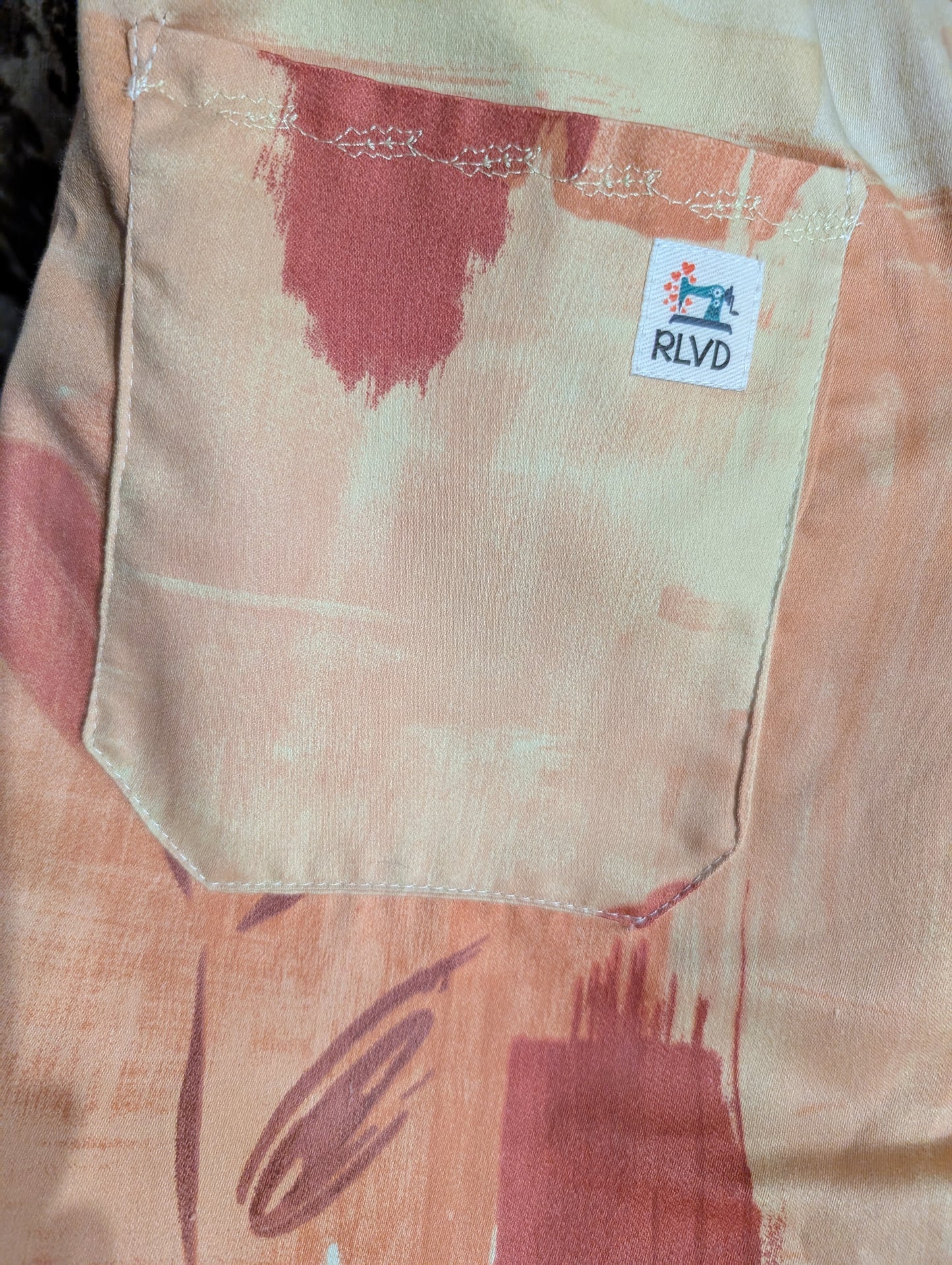 Trousers size 10, orange abstract RelovedDesignsbyDawn