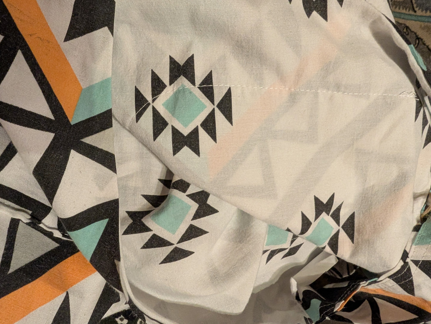 Dungarees size 14 , geometric multi color RelovedDesignsbyDawn