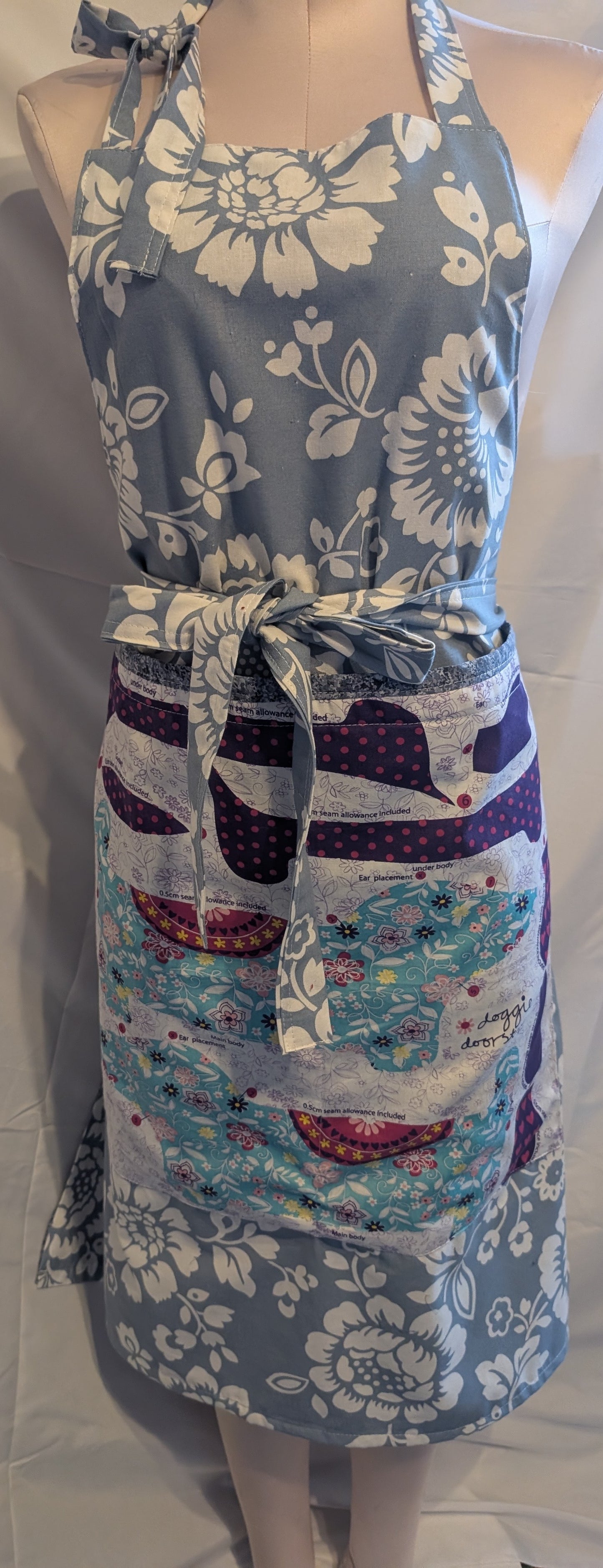 Apron for kitchen-pretty patchwork apron for cooking adult-work apron with pockets-cottage style reworked apron for cooking-gift for home RelovedDesignsbyDawn