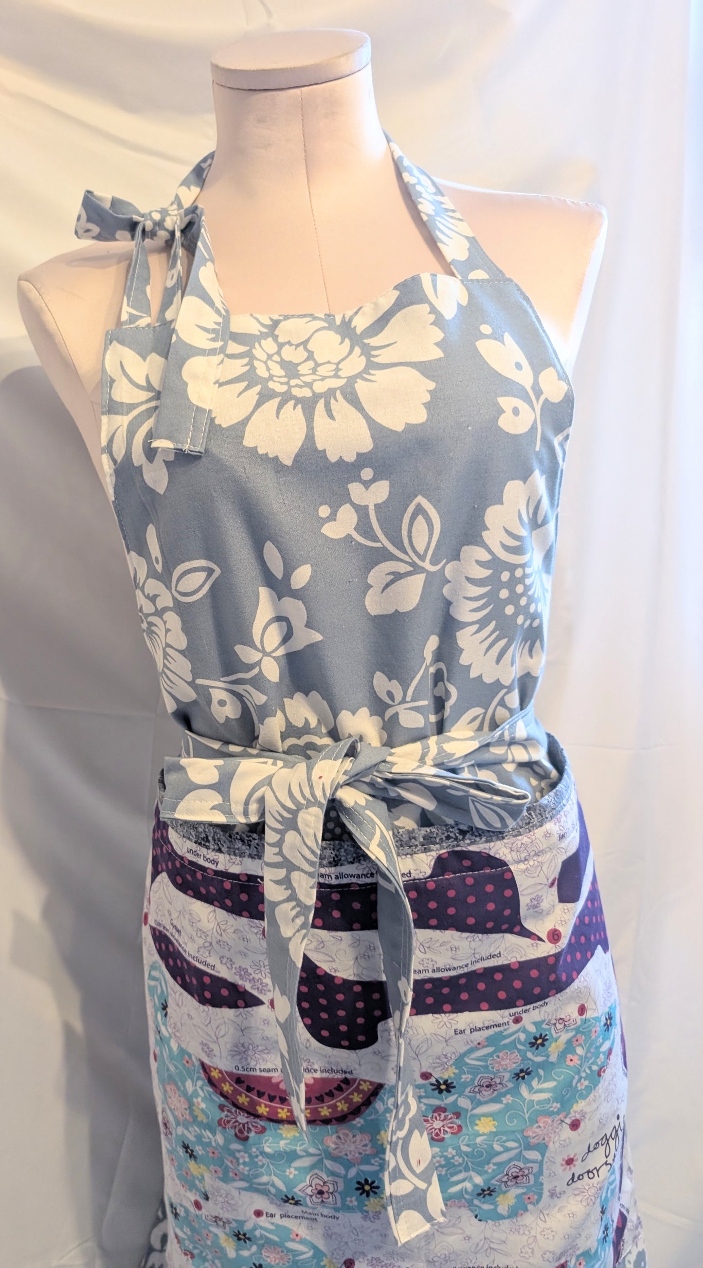 Apron for kitchen-pretty patchwork apron for cooking adult-work apron with pockets-cottage style reworked apron for cooking-gift for home RelovedDesignsbyDawn