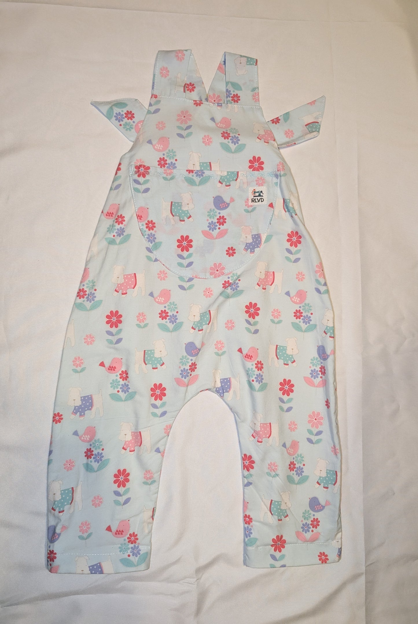 Baby Dungarees age 12/18 months, little Dungarees child, dogs print baby romper, dogs pattern baby suit, cute baby dungarees girl, gift for baby girl. RelovedDesignsbyDawn