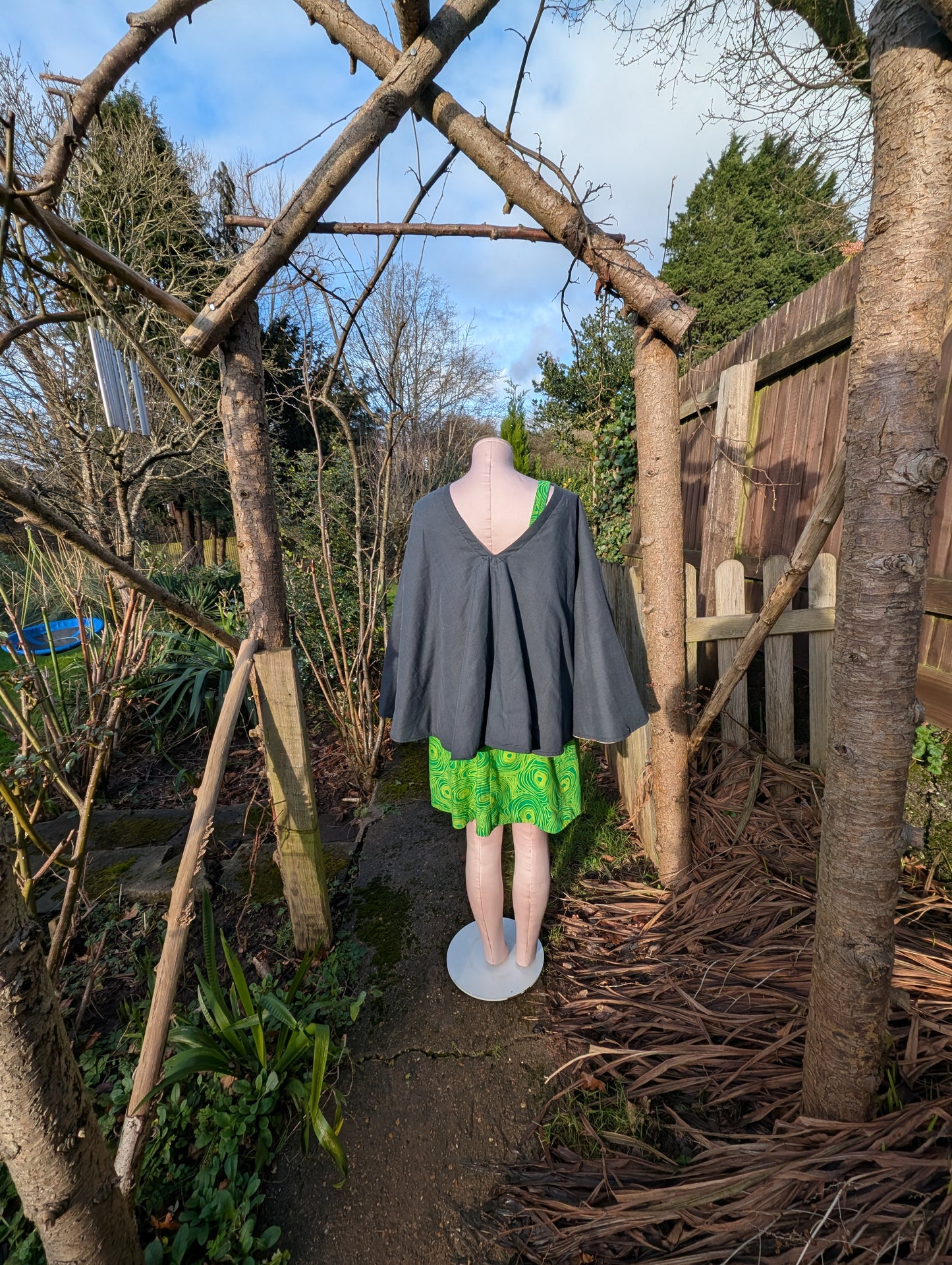 cape, poncho, black cape ladies, reversible poncho, floral cape, short cloak, shawl, warm wrap for shoulders, country barn rustic outfit - RelovedDesignsbyDawn