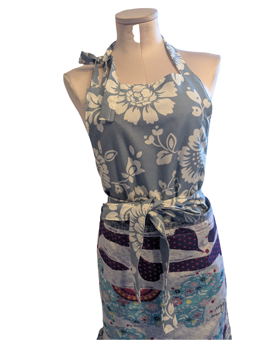 Apron for kitchen-pretty patchwork apron for cooking adult-work apron with pockets-cottage style reworked apron for cooking-gift for home RelovedDesignsbyDawn