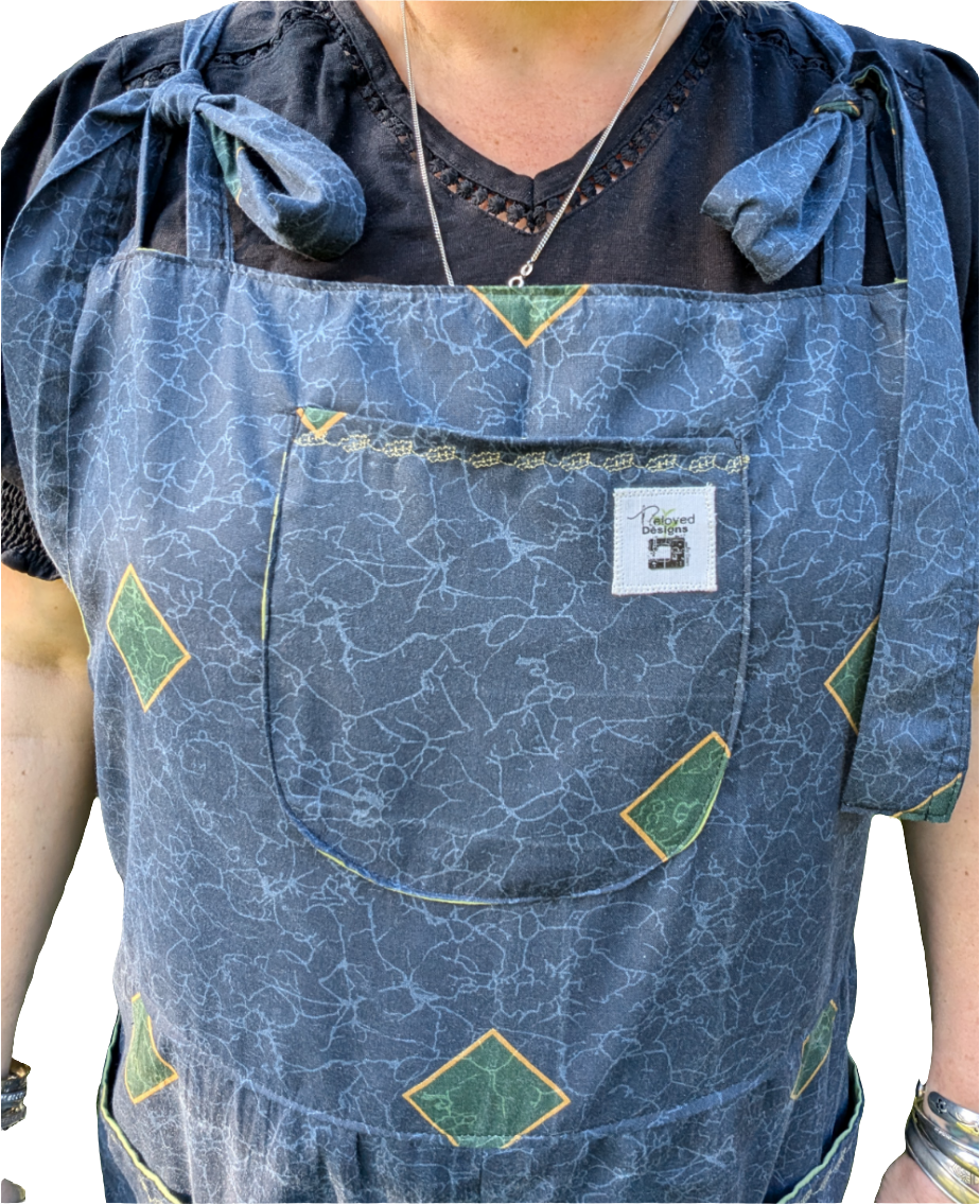 dungarees size 20, Navy and green 80s abstract pattern dungarees, plus size dungarees - RelovedDesignsbyDawn