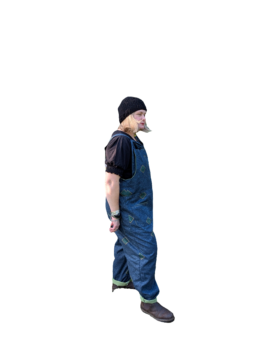 dungarees size 20, Navy and green 80s abstract pattern dungarees, plus size dungarees - RelovedDesignsbyDawn