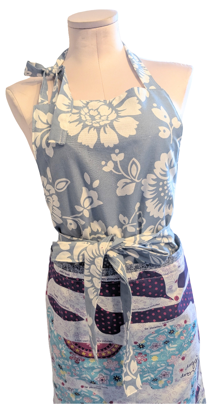 Apron for kitchen-pretty patchwork apron for cooking adult-work apron with pockets-cottage style reworked apron for cooking-gift for home RelovedDesignsbyDawn