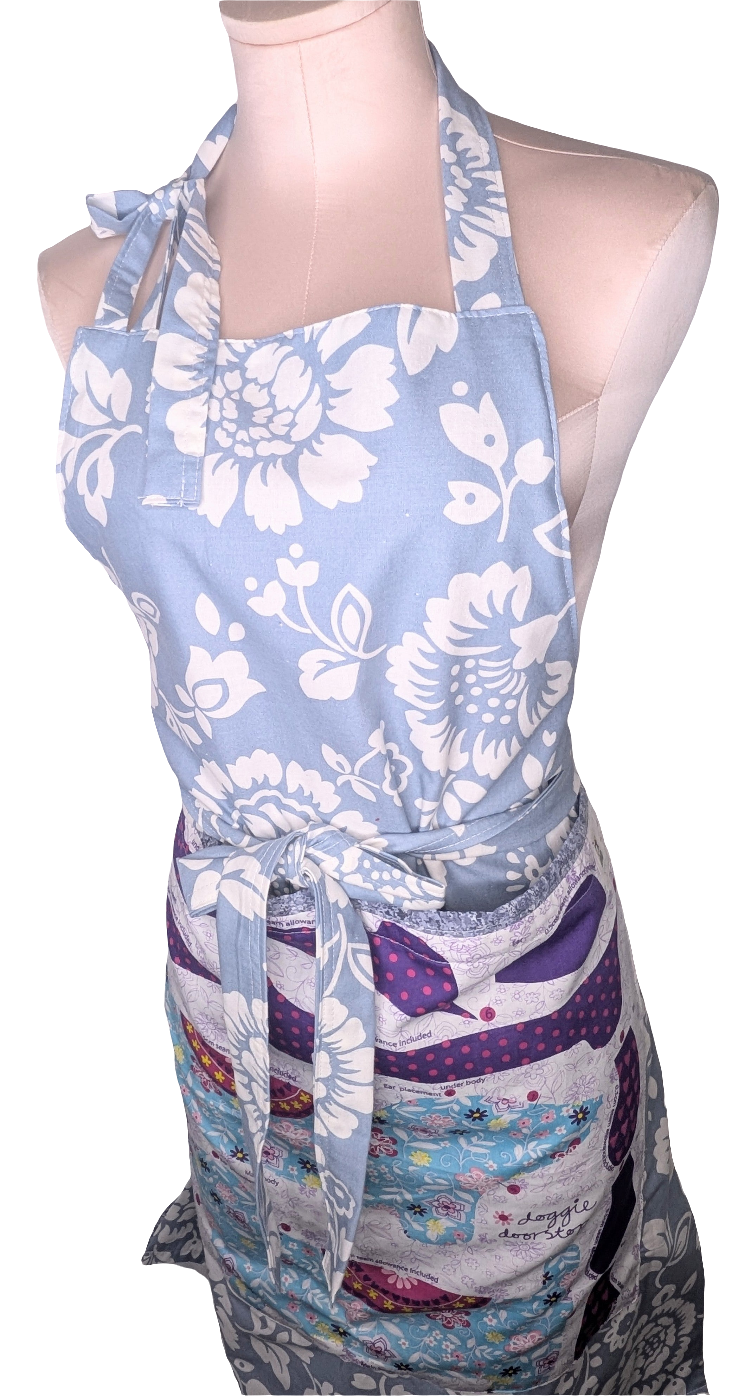 Apron for kitchen-pretty patchwork apron for cooking adult-work apron with pockets-cottage style reworked apron for cooking-gift for home RelovedDesignsbyDawn