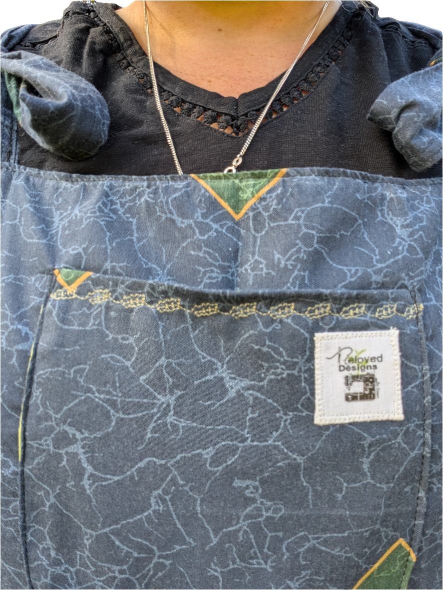 dungarees size 20, Navy and green 80s abstract pattern dungarees, plus size dungarees - RelovedDesignsbyDawn