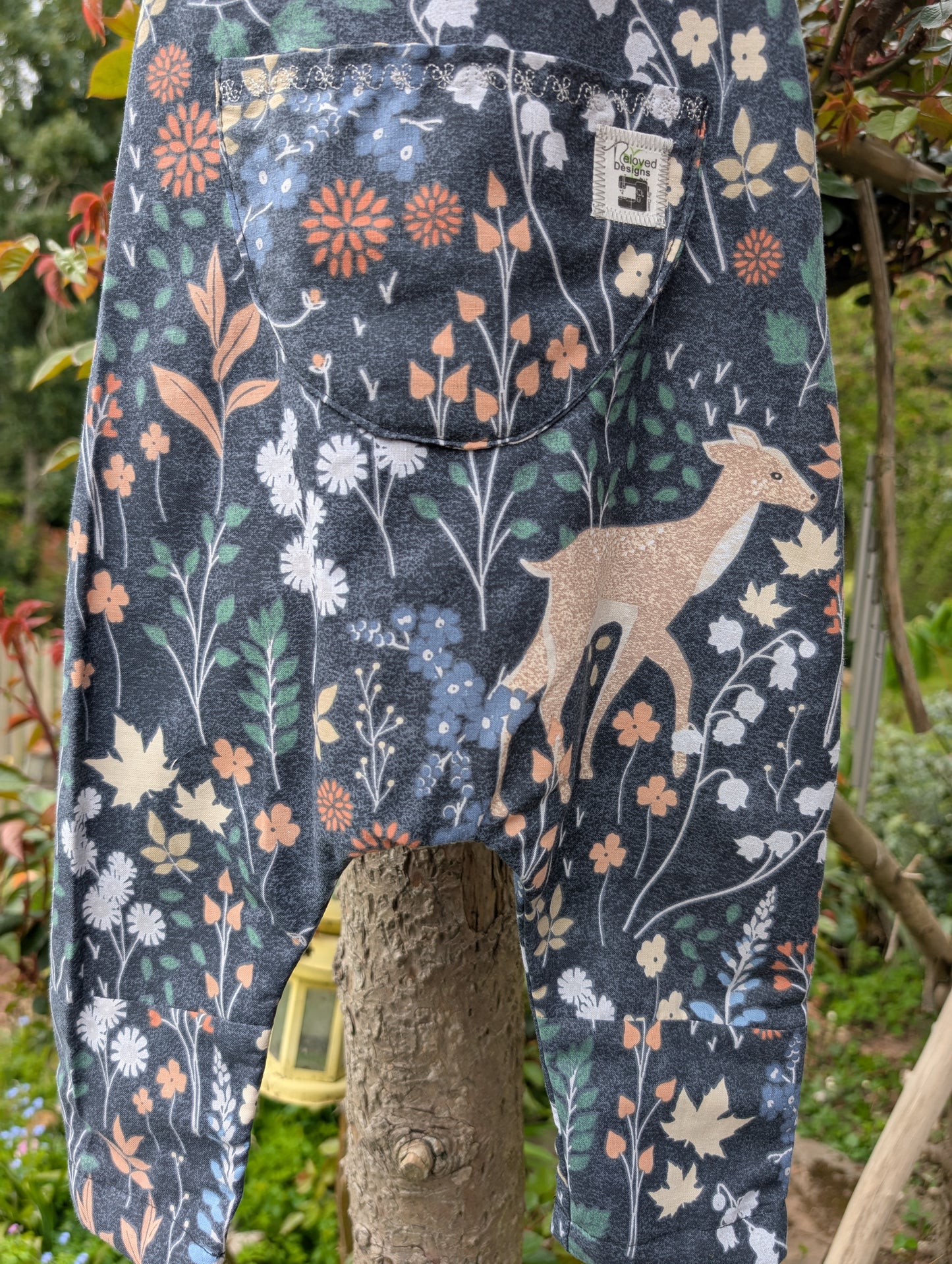 Baby Dungarees age 3-6m woodland floral and deer