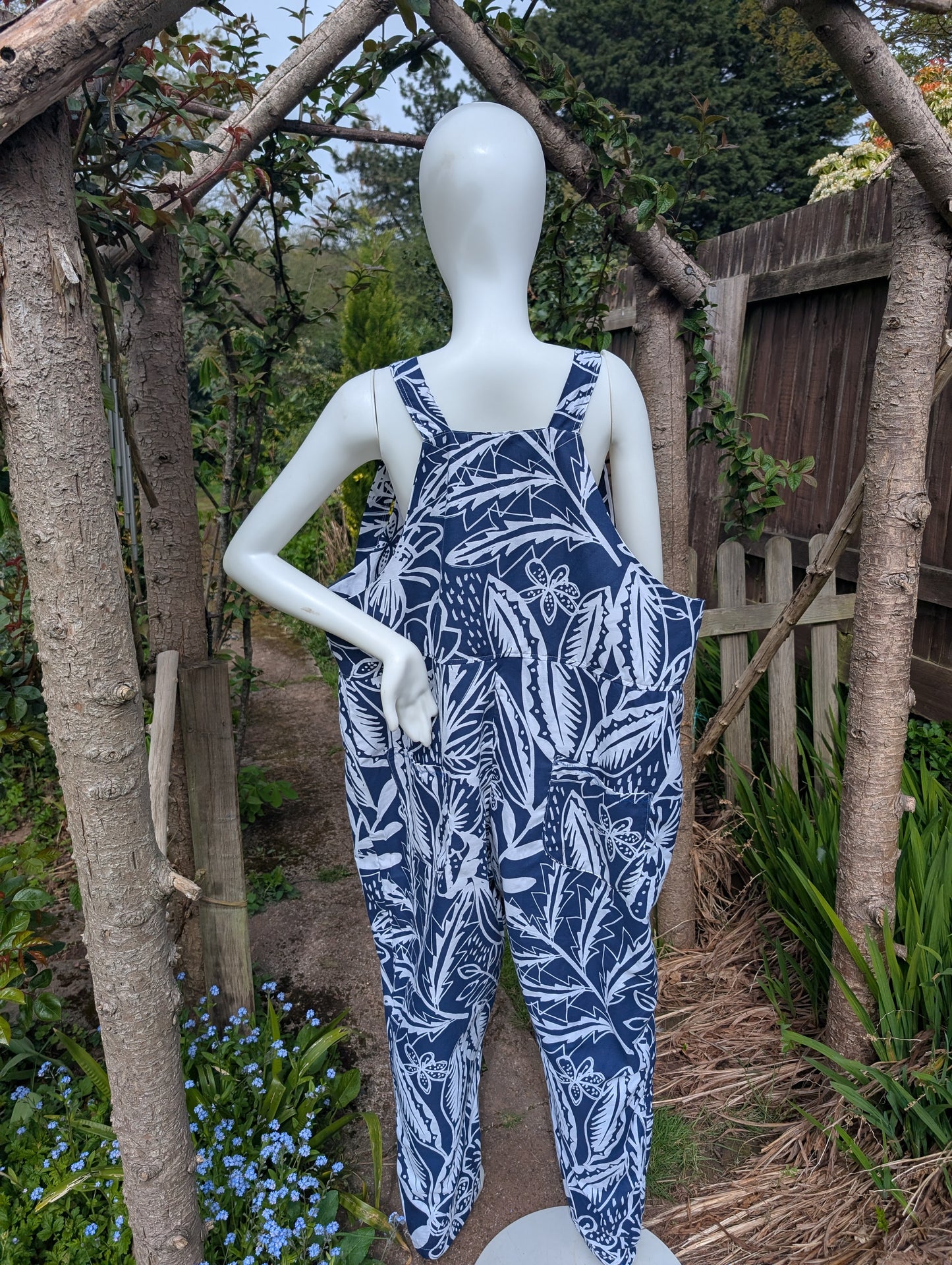 dungarees size 22-bicoloured dungarees-two tone floral-plus size dungarees.