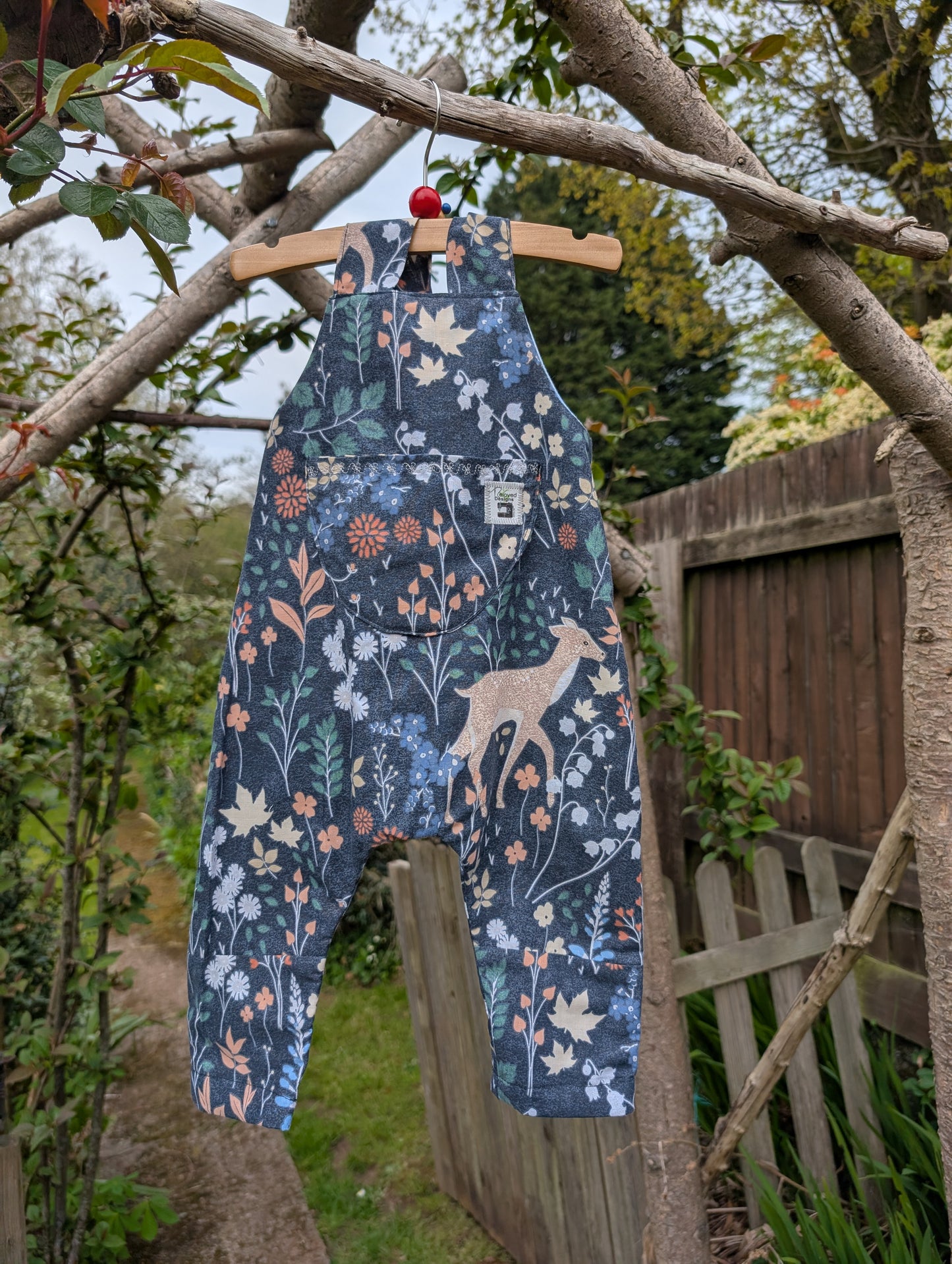 Baby Dungarees age 3-6m woodland floral and deer