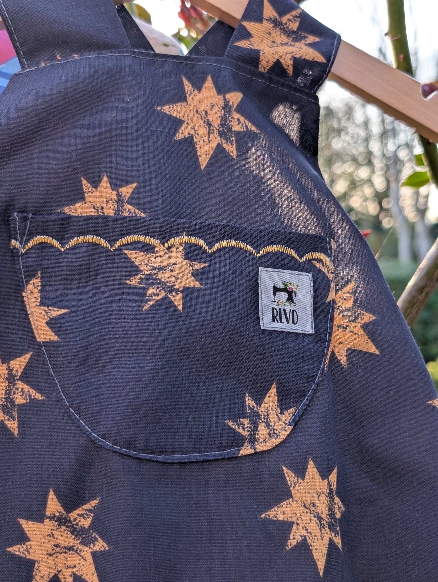 Baby Dungarees 6-9m-gold stars romper-celestial baby suit-reworked kids clothes.