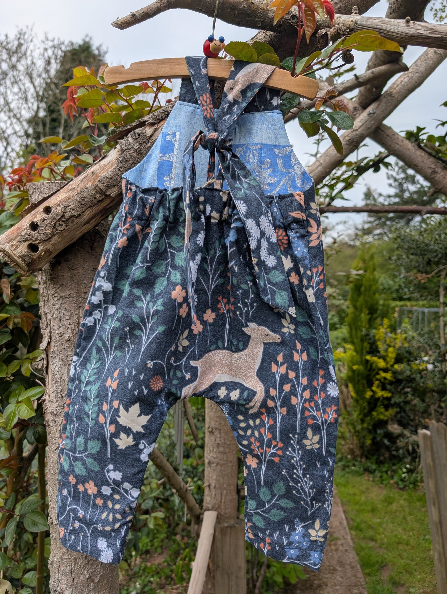 Baby Dungarees age 3-6m woodland floral and deer