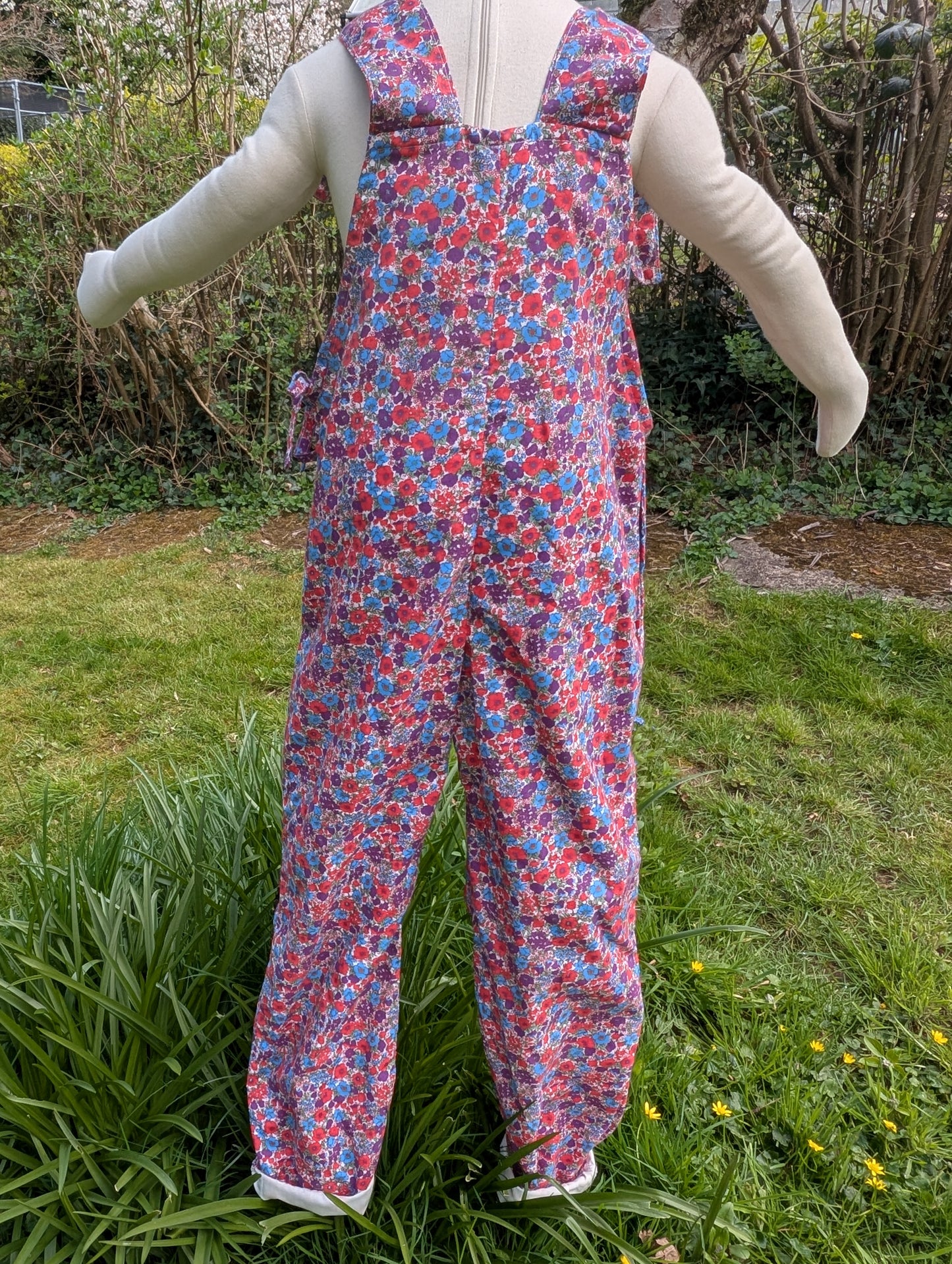 Dungarees child- romper-age 9-10yrs-playsuit-jumpsuit- floral kids clothes-sustainable kids outfit-pretty child clothes-summer child-holiday