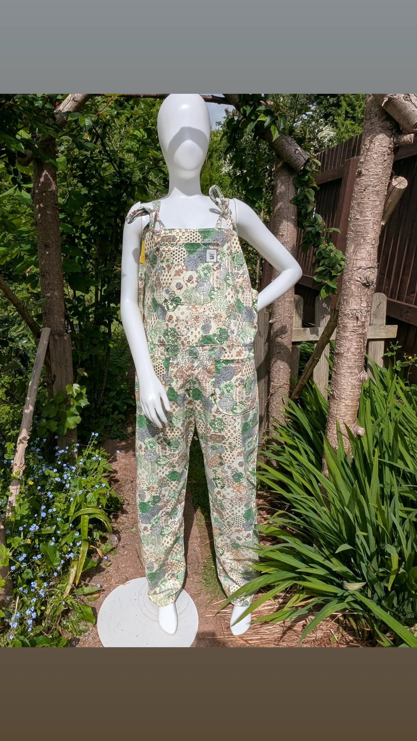 dungarees size 14-floral clothing-overalls-all in one-jumpsuit-cotton dungarees-reworked clothing