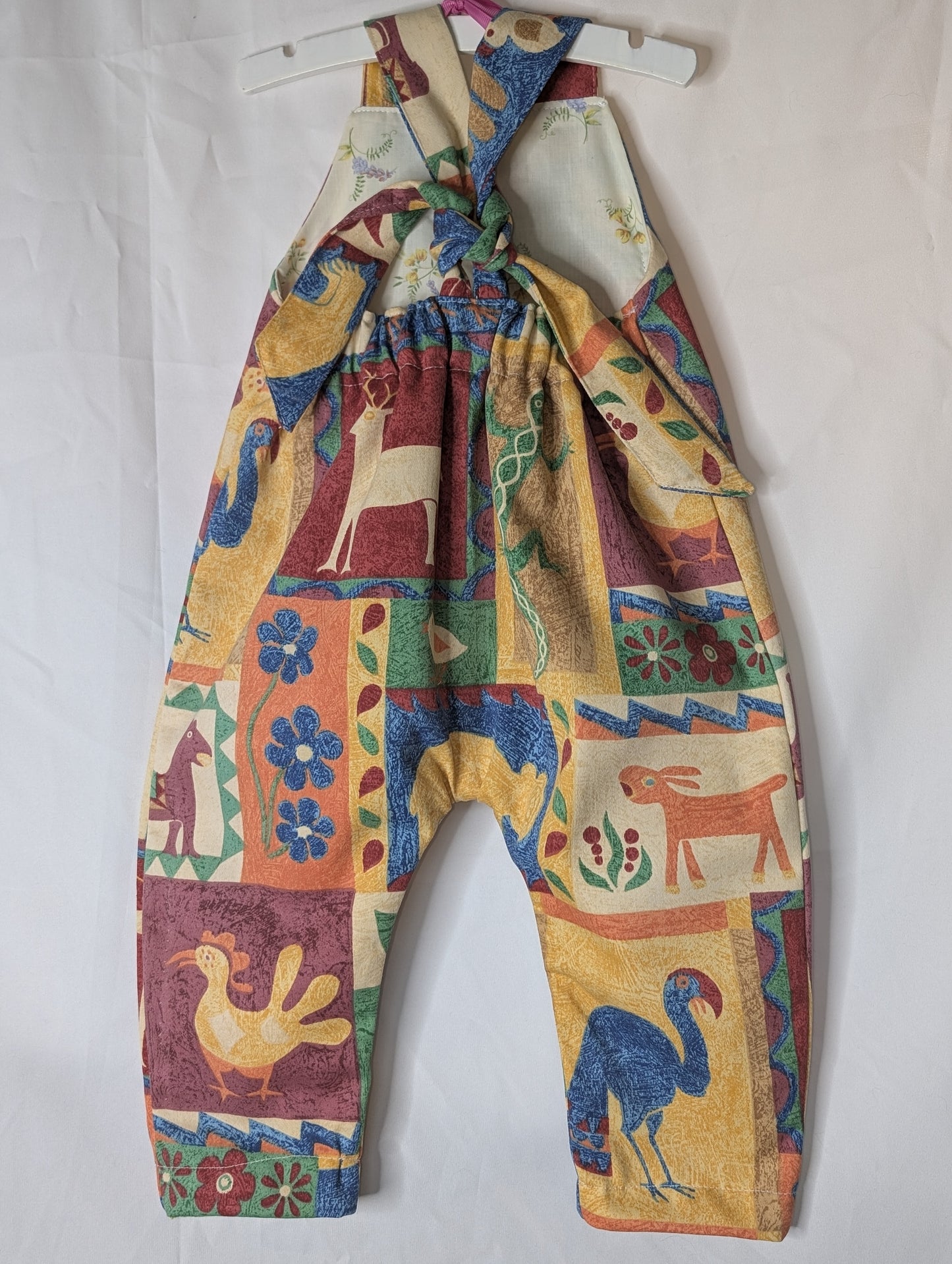 Baby-toddler dungarees-romper-12-18m clothing-child's dungarees-animals print-baby all in one-baby suit-sustainable baby gift.