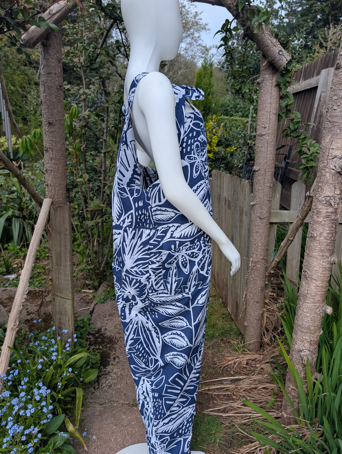 dungarees size 22-bicoloured dungarees-two tone floral-plus size dungarees.