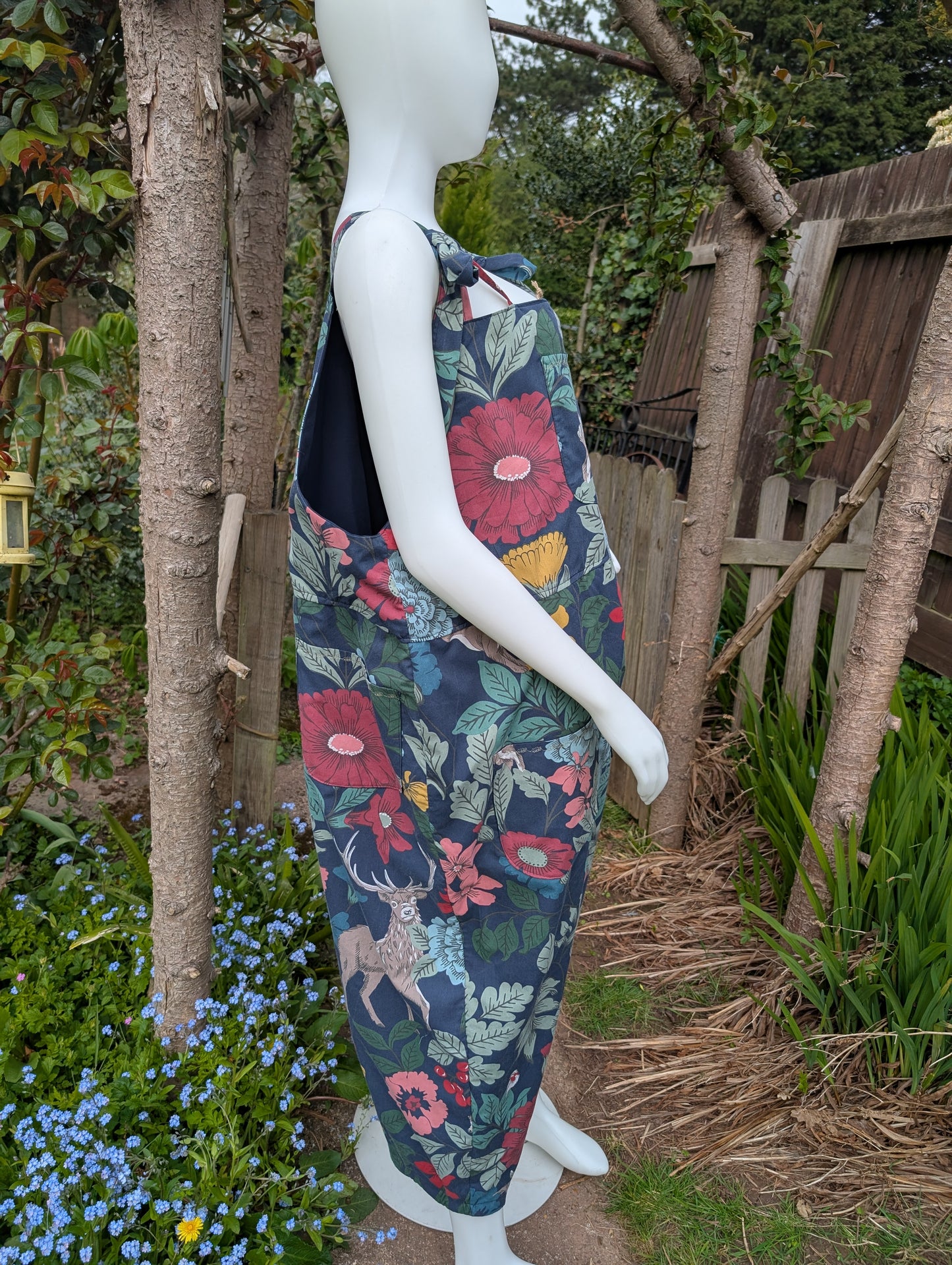 dungarees size 22-forest pattern dungarees-woodland animals-plus size dungarees-cropped leg