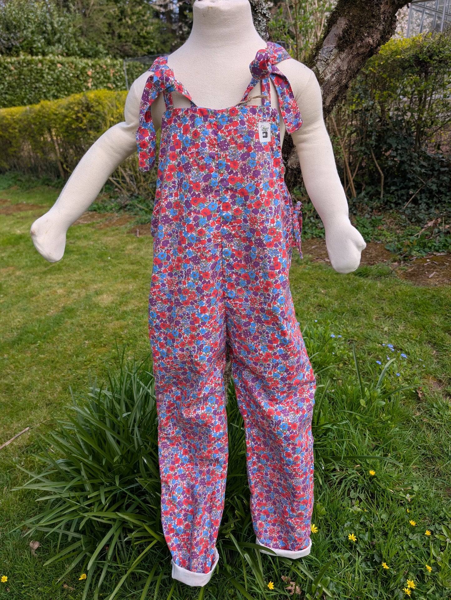 Dungarees child- romper-age 9-10yrs-playsuit-jumpsuit- floral kids clothes-sustainable kids outfit-pretty child clothes-summer child-holiday