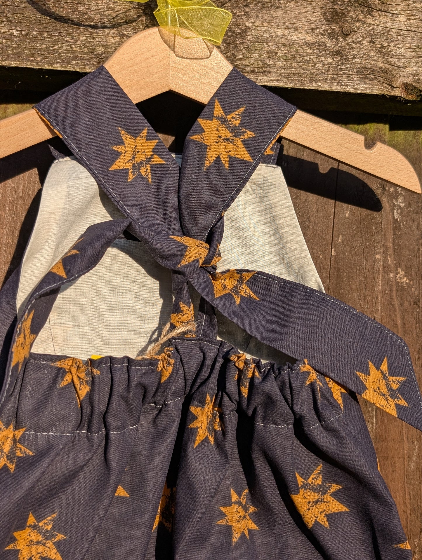 Baby Dungarees 6-9m-gold stars romper-celestial baby suit-reworked kids clothes.