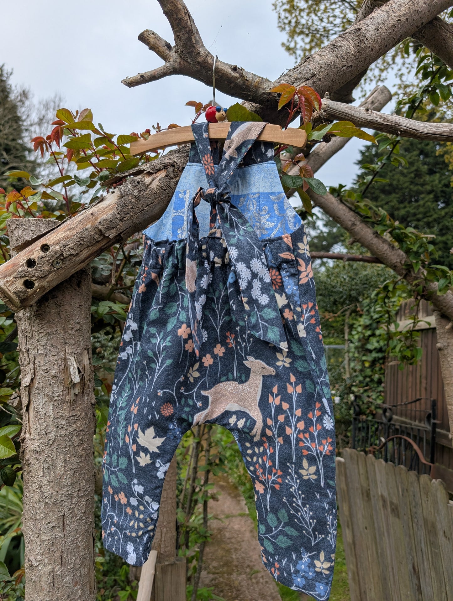 Baby Dungarees age 3-6m woodland floral and deer