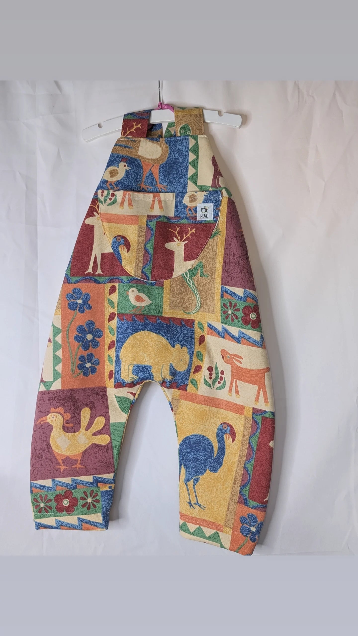Baby-toddler dungarees-romper-12-18m clothing-child's dungarees-animals print-baby all in one-baby suit-sustainable baby gift.