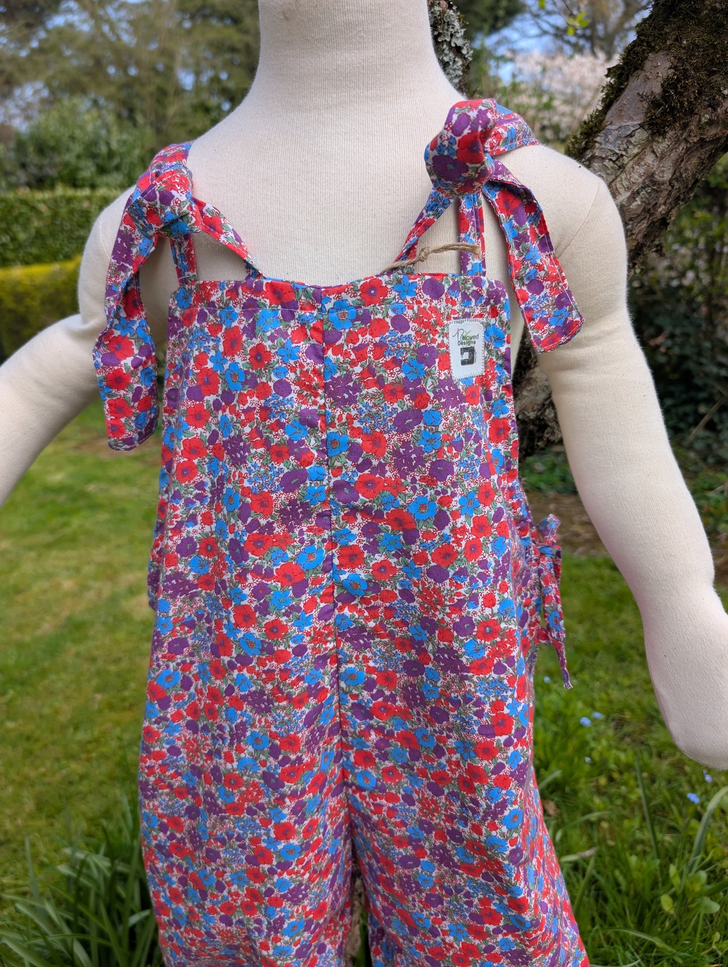 Dungarees child- romper-age 9-10yrs-playsuit-jumpsuit- floral kids clothes-sustainable kids outfit-pretty child clothes-summer child-holiday