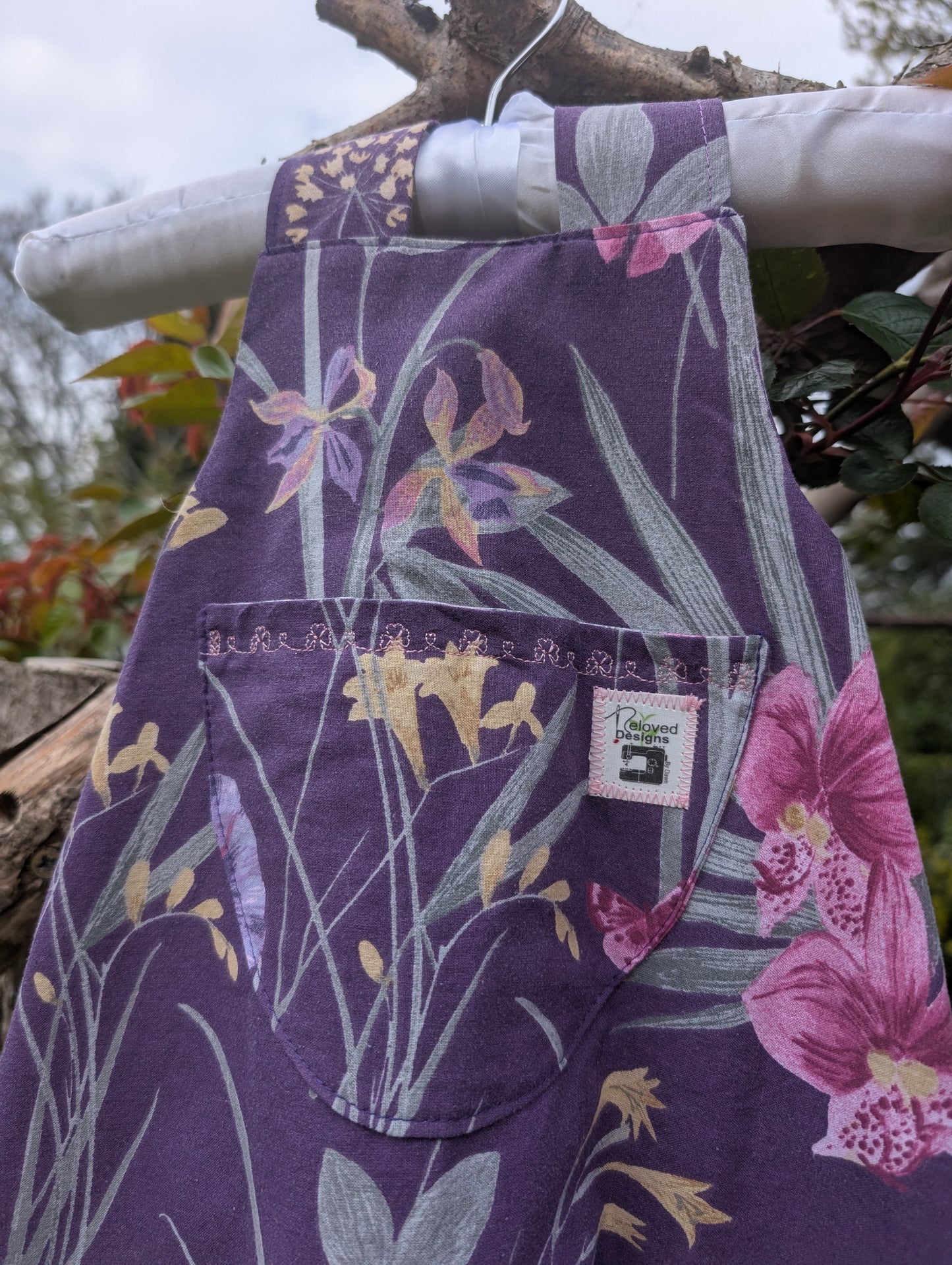 Baby Dungarees 3-6 floral romper-purple baby suit-reworked kids clothes.