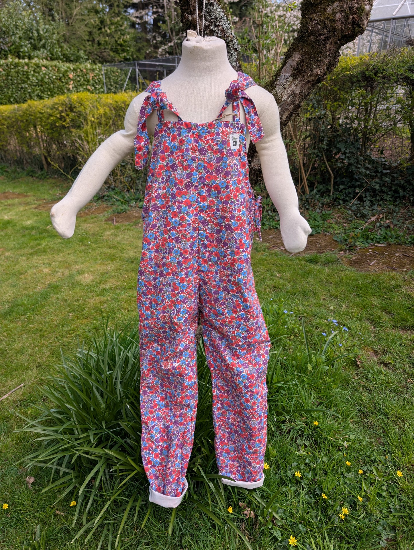 Dungarees child- romper-age 9-10yrs-playsuit-jumpsuit- floral kids clothes-sustainable kids outfit-pretty child clothes-summer child-holiday