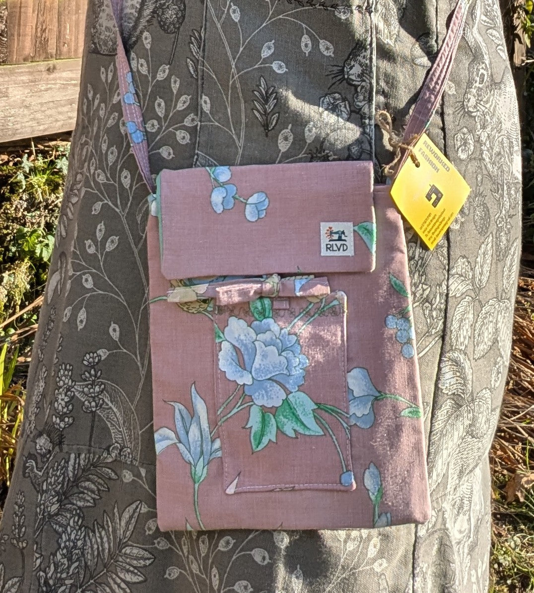 bag cross body-floral purse, shoulder bag floral-boho farm chic-floral print cottage style handbag-sustainable bag-sustainable gift