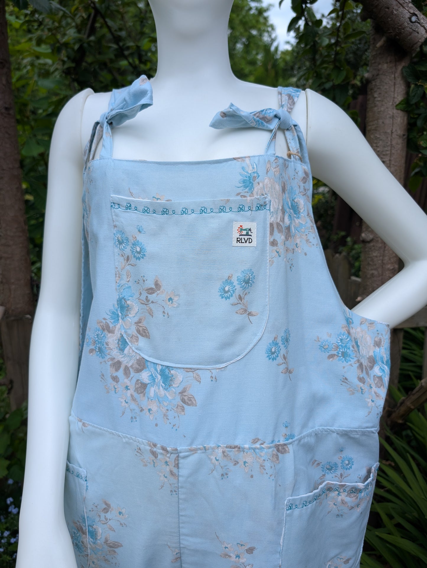 dungarees size 22, vintage blue floral vintage pattern dungarees, plus size dungarees