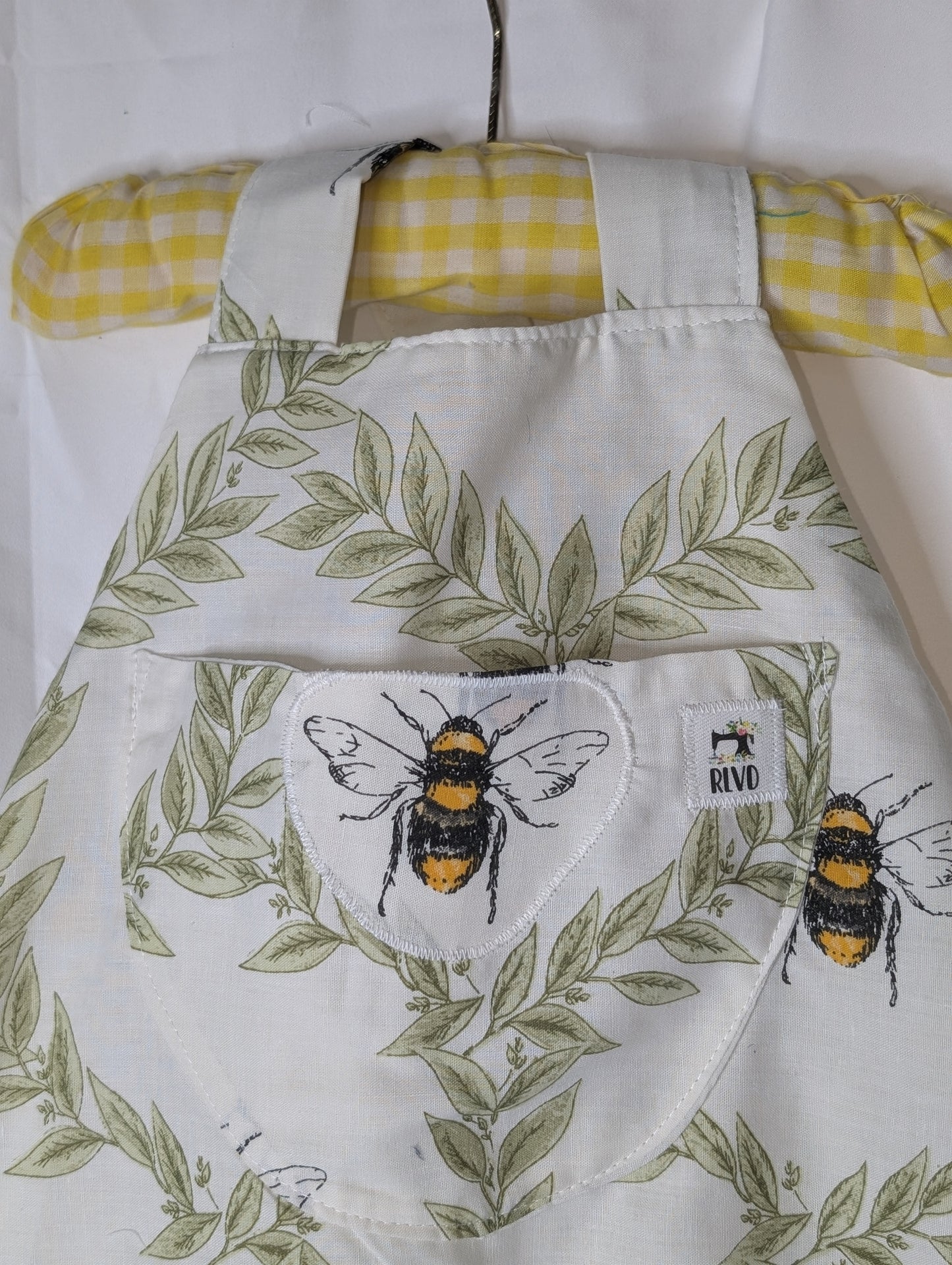 Baby-toddler dungarees-romper-12-18m clothing-child's dungarees-bees print-baby all in one-baby suit-sustainable baby gift.