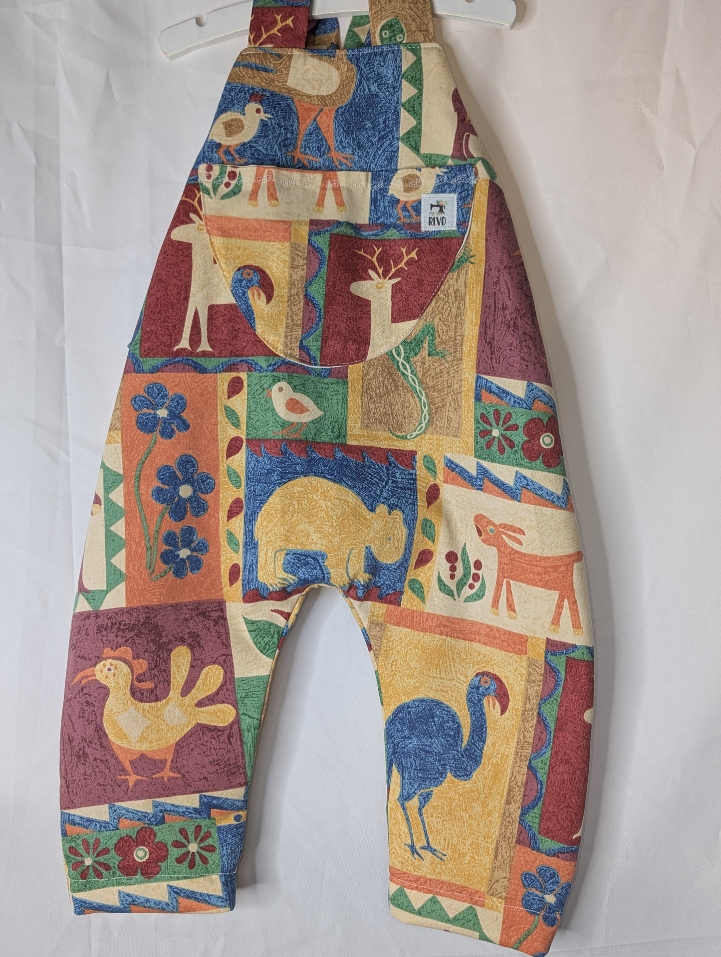 Baby-toddler dungarees-romper-12-18m clothing-child's dungarees-animals print-baby all in one-baby suit-sustainable baby gift.