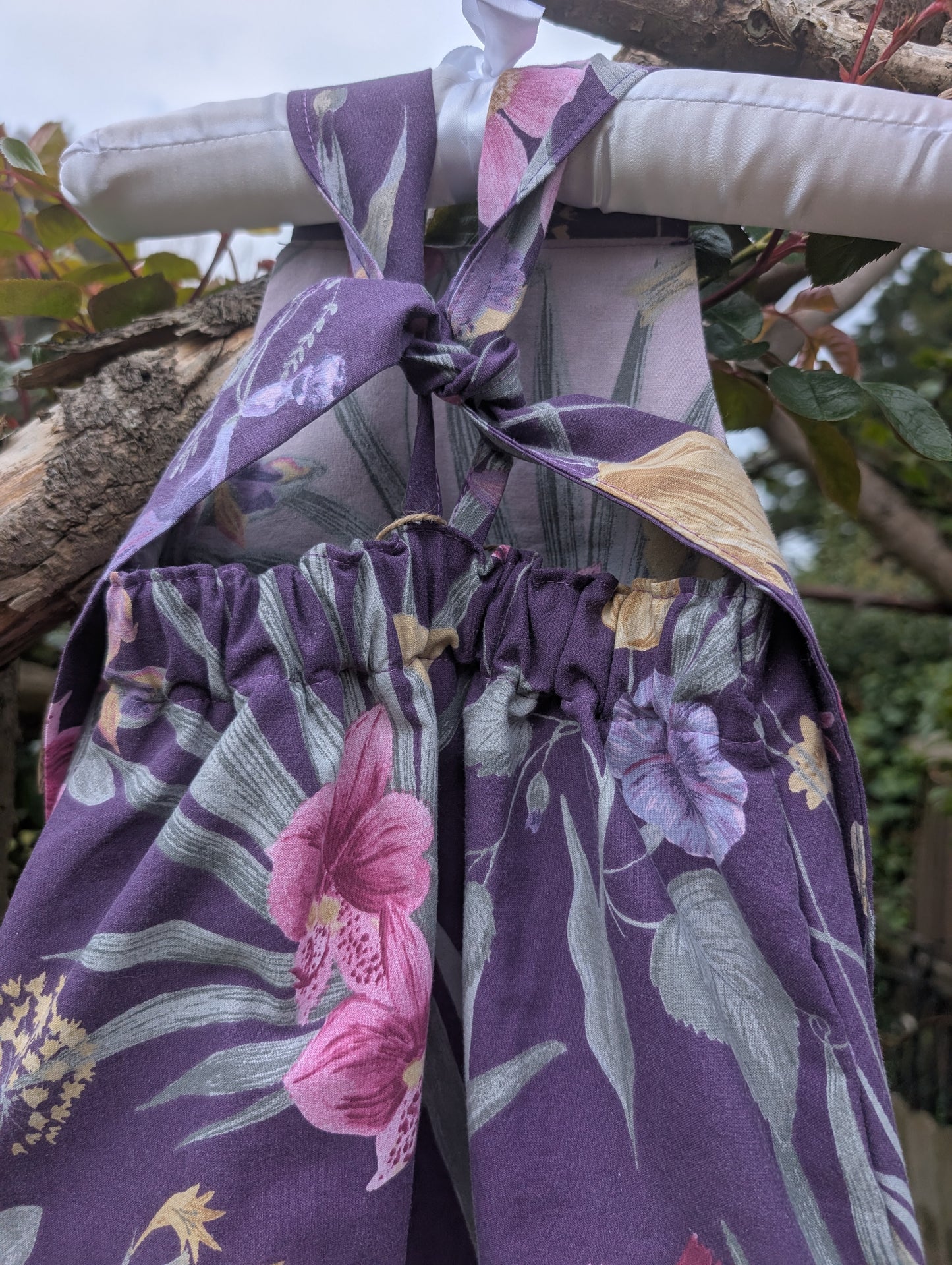 Baby Dungarees 3-6 floral romper-purple baby suit-reworked kids clothes.