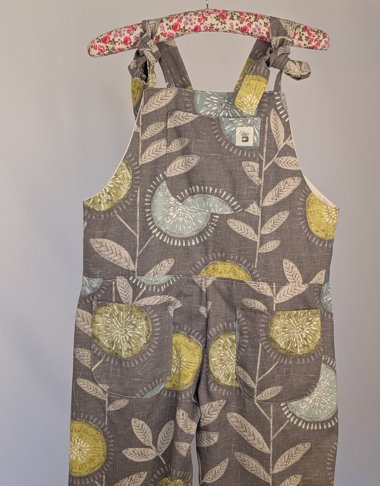 Dungarees size 12-modern floral print- tie top overalls-pretty floral jumpsuit