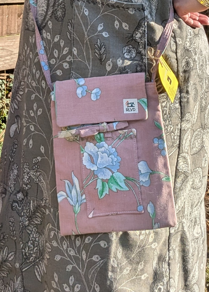 bag cross body-floral purse, shoulder bag floral-boho farm chic-floral print cottage style handbag-sustainable bag-sustainable gift
